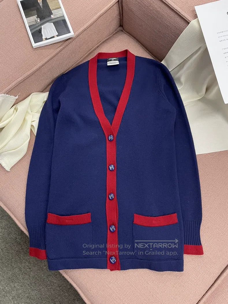 Chanel Chanel Blue and red colour-blocked cardigan jacket Size XS / US 0-2 / IT 36-38 - 1 Thumbnail
