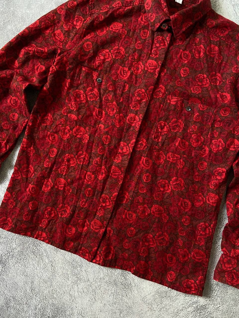 Celine Celine Floral Red Rose 90's shirt Size L / US 10 / IT 46 - 5 Thumbnail