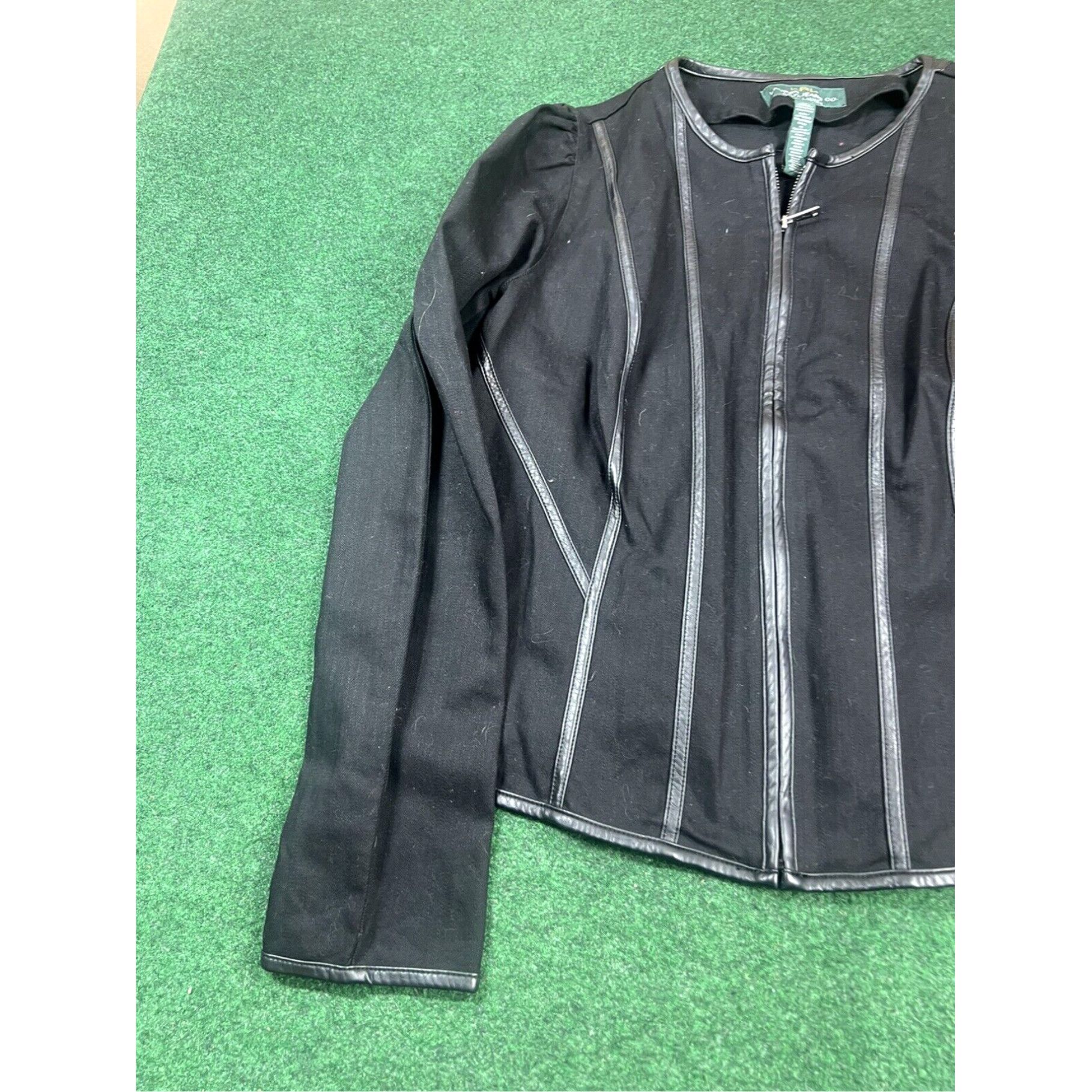 CO LRL Ralph Lauren Jeans Co Equestrian Denim Jacket Size Large Black 14 Zip Up Size 36" / US 14 / IT 50 - 2 Thumbnail