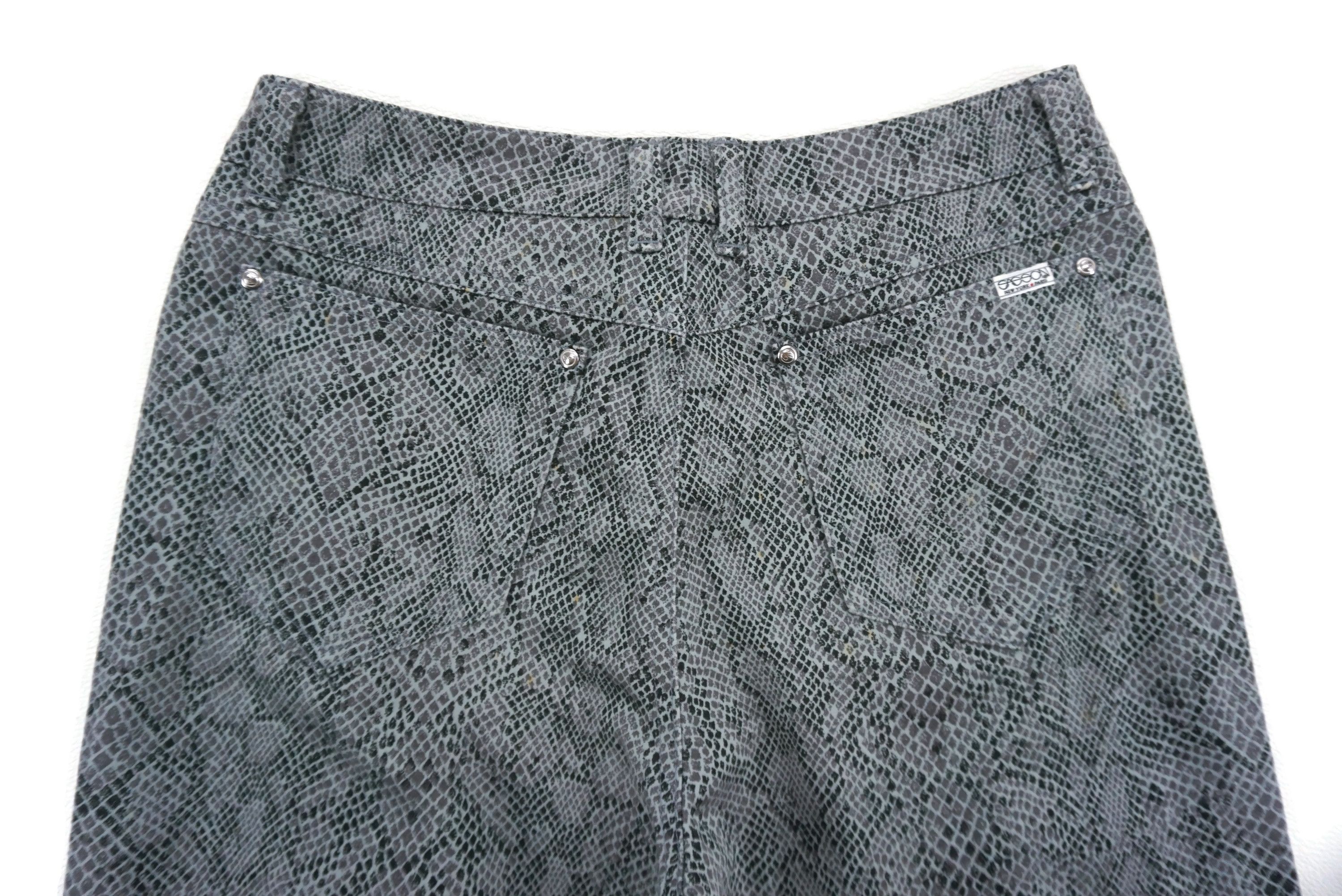Japanese Brand Sasson Pants fit W29xL30.5 Snake Print Straight-Leg Size 29" - 17 Thumbnail