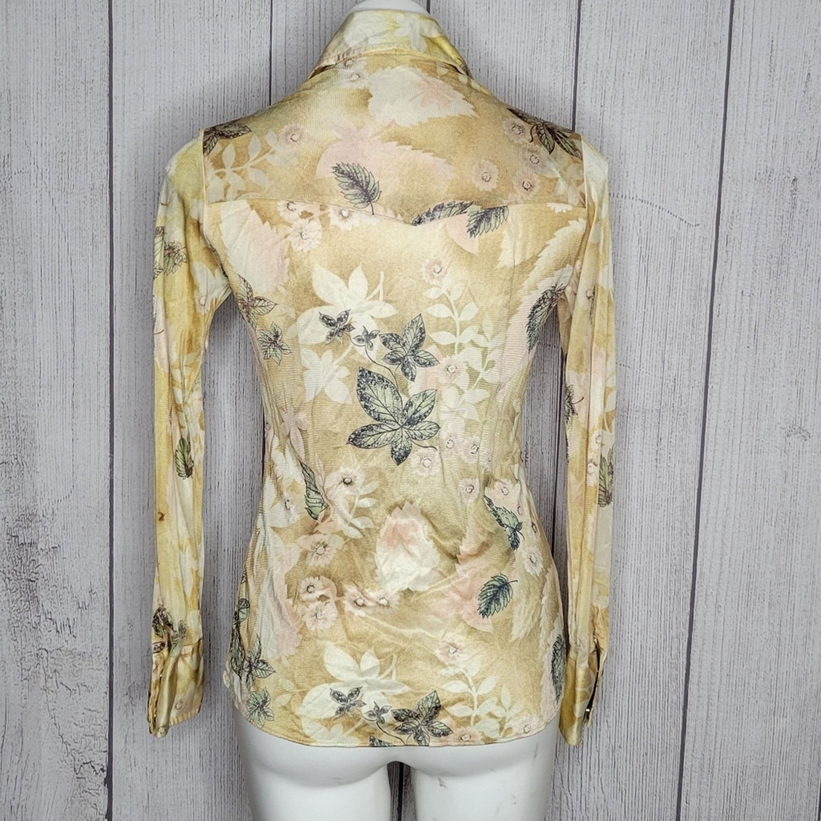 Vintage Vintage Rockies Floral/Leaf Print Dagger Collar Pearl Snap Size S / US 4 / IT 40 - 4 Thumbnail