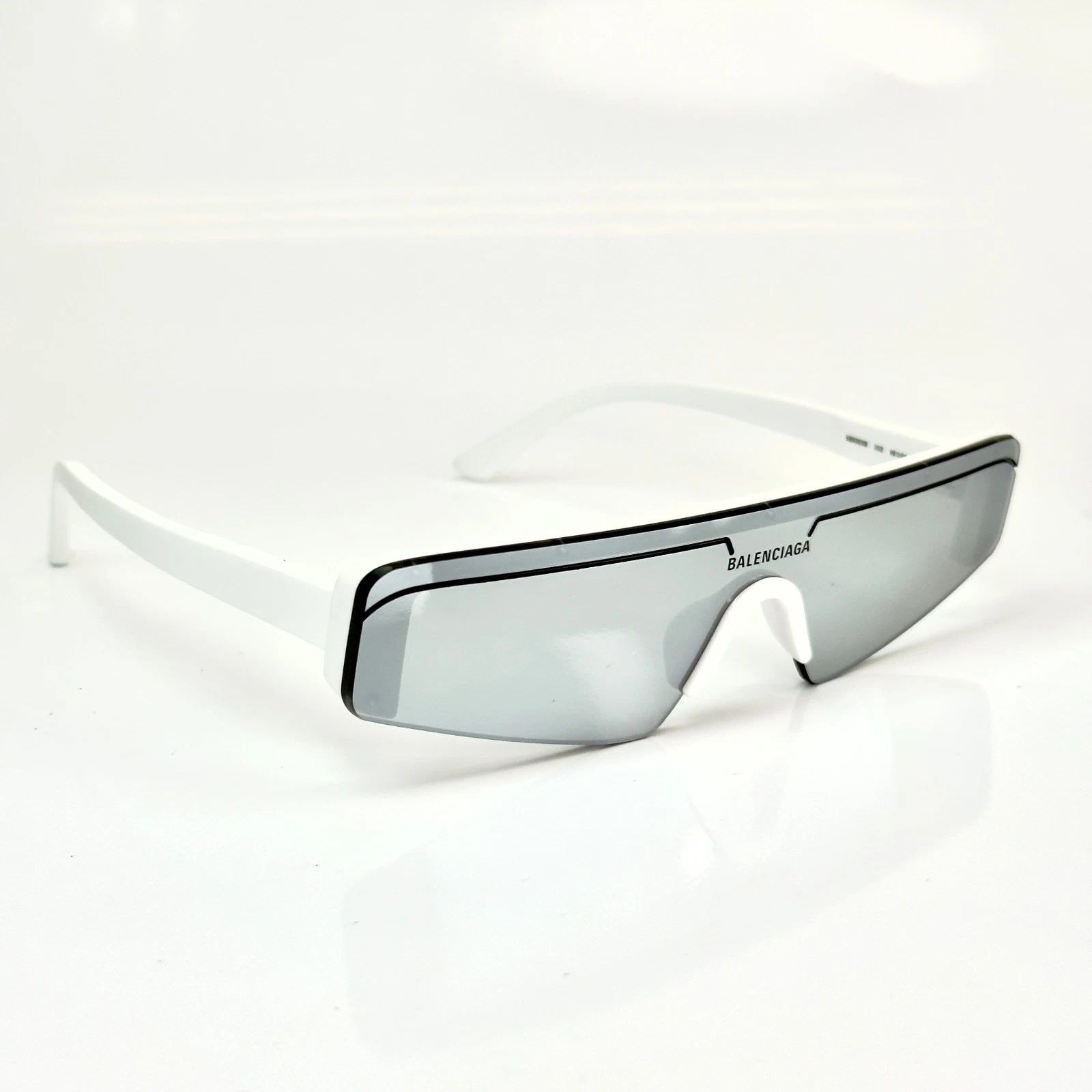 Balenciaga BALENCIAGA BB0003S SKI 0003 White Silver Fashion Sunglasses Size ONE SIZE - 5 Thumbnail