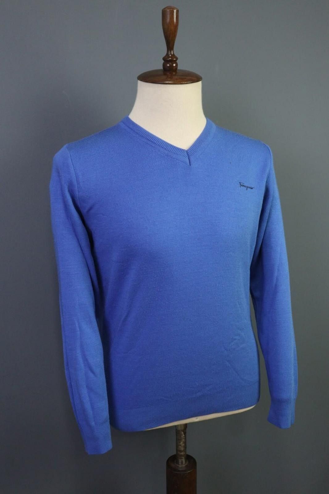 Salvatore Ferragamo Salvatore Ferragamo Blue Tight Knit Pullover Sweater Size M Size M / US 6-8 / IT 42-44 - 10 Thumbnail