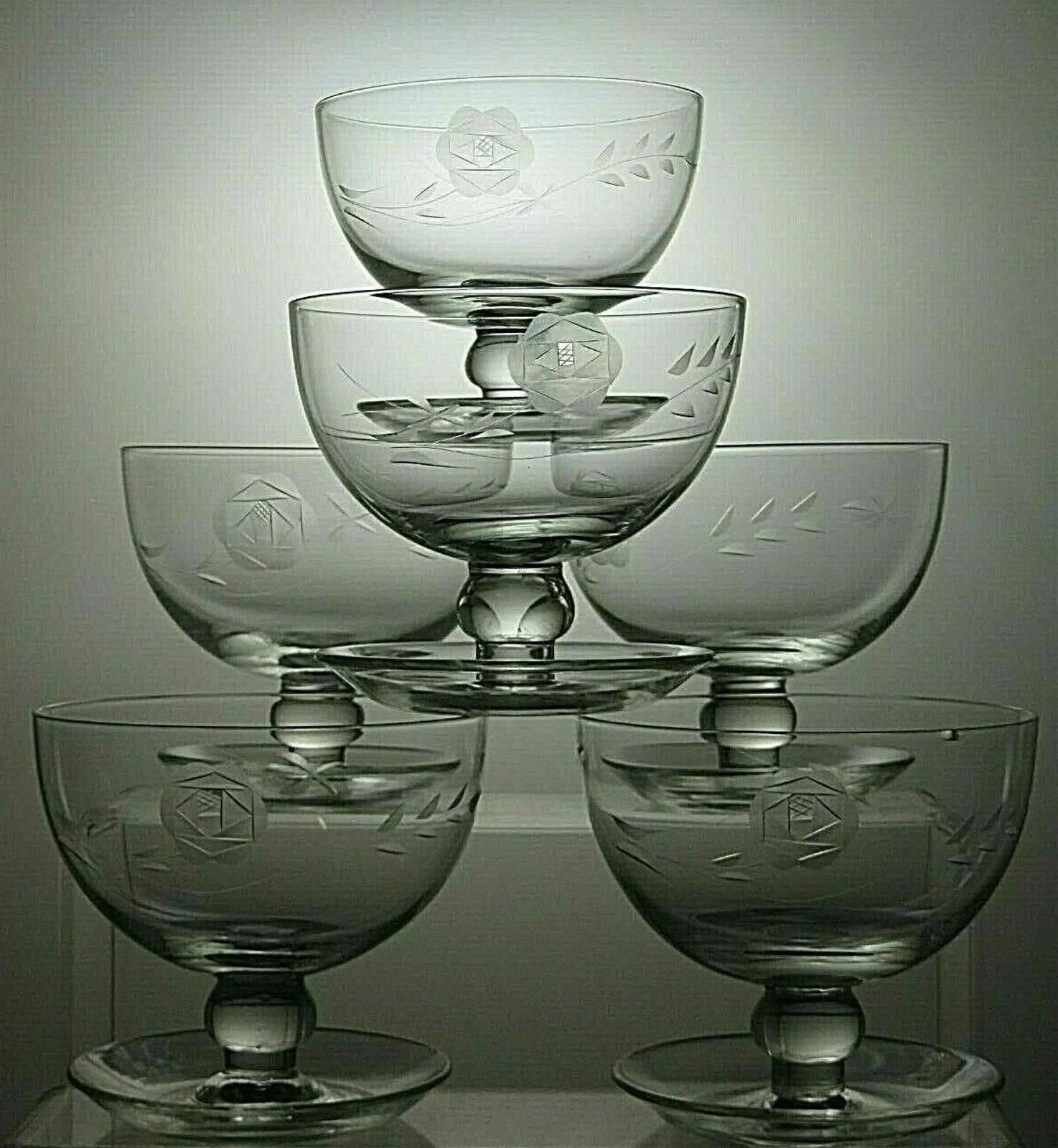 Other Etched Crystal Dessert Footed Bowl Ice Cream Dish Serving Size ONE SIZE - 1 Thumbnail