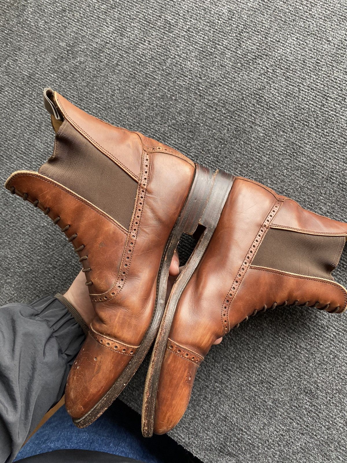 Handmade 🔥Bowen leather lace up chelsea uk6 1/2 boots rare handmade Size US 7.5 / EU 40-41 - 15 Thumbnail