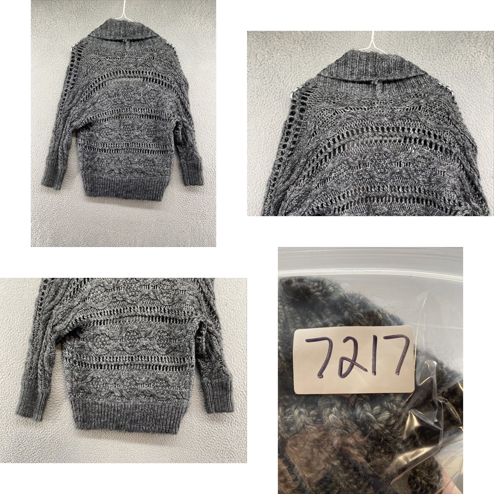 Express VINTAGE Express Chunky Loose Knit Open Cardigan Wool Alpaca Blend Charcoal Women’s XS Size XS / US 0-2 / IT 36-38 - 8 Thumbnail