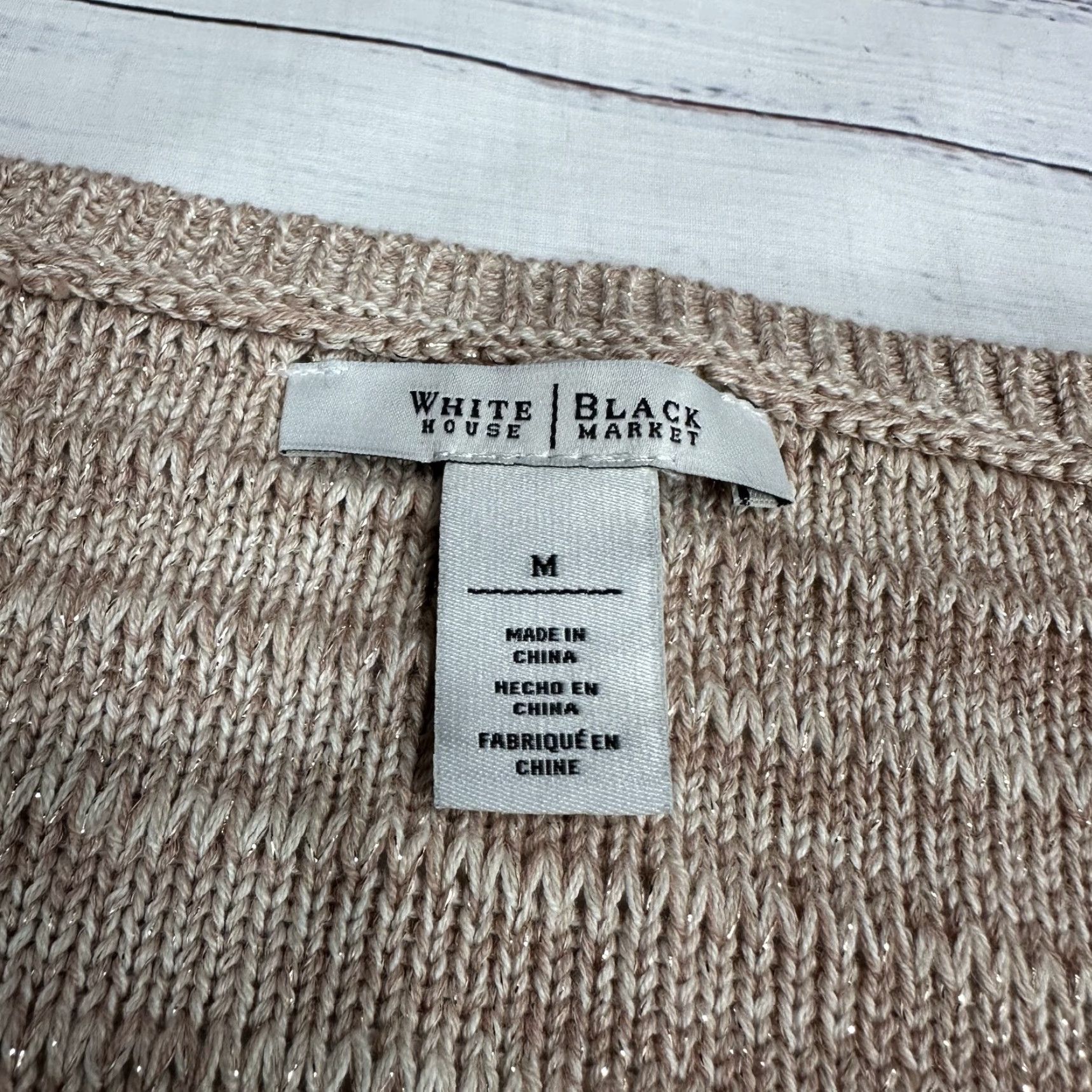 White House Black Market White House Black Market Sweater Beige M Women Cold Shoulder Knit Pullover XS? Size M / US 6-8 / IT 42-44 - 4 Thumbnail