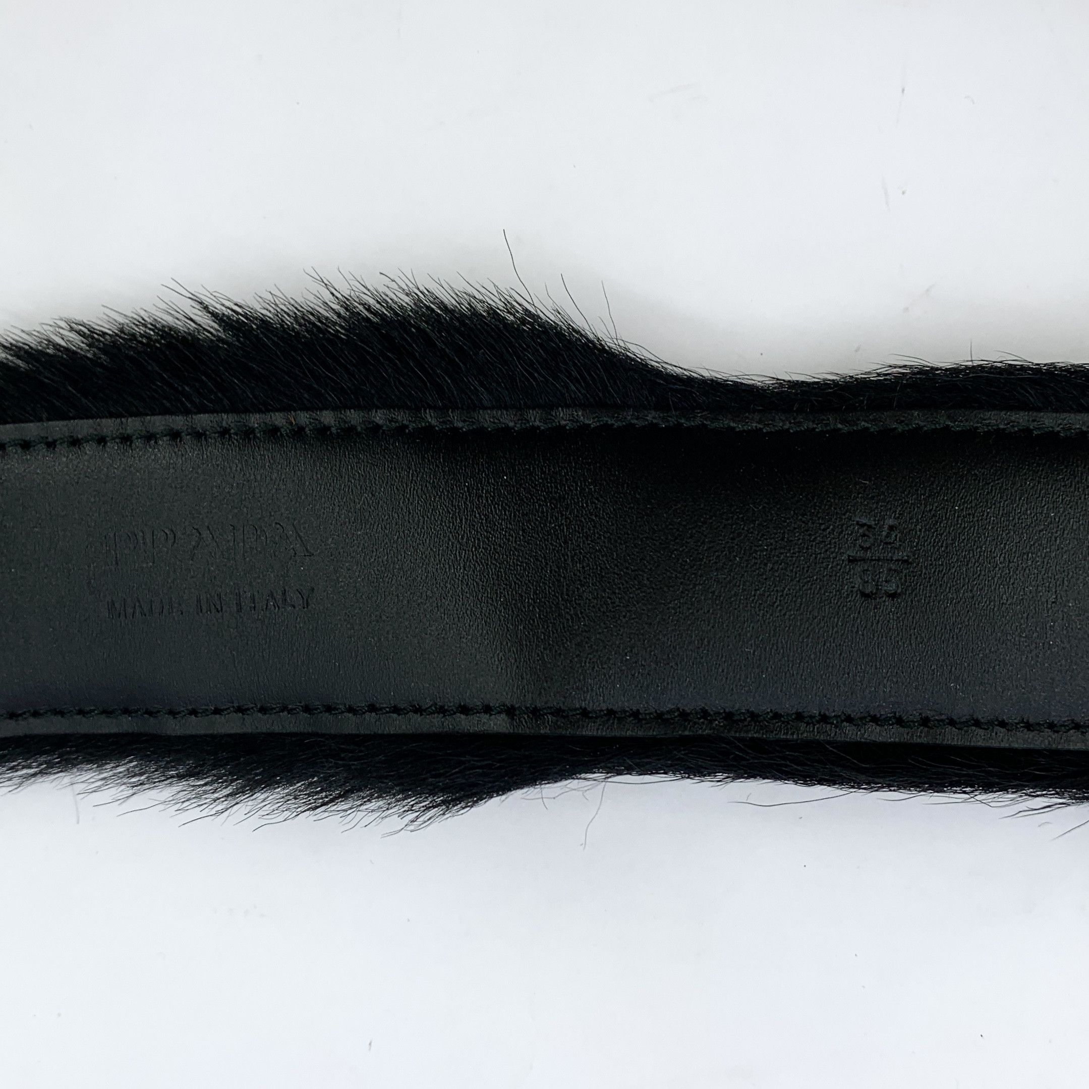 Prada Prada Black Leather & Shearling Belt (104×4.5cm) Size ONE SIZE - 4 Thumbnail