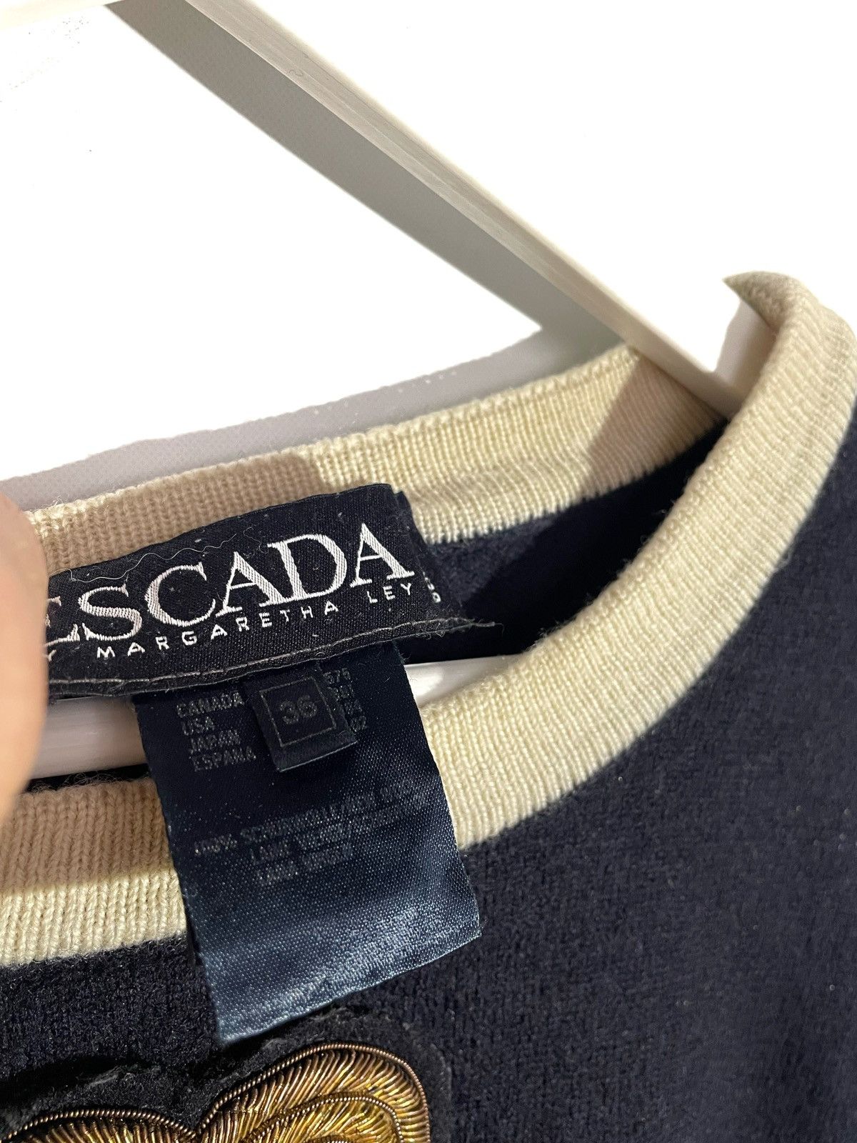 Escada ESCADA Blue Wool Sweater Size 36/S Heart Embroidered Logo Size S / US 4 / IT 40 - 6 Thumbnail