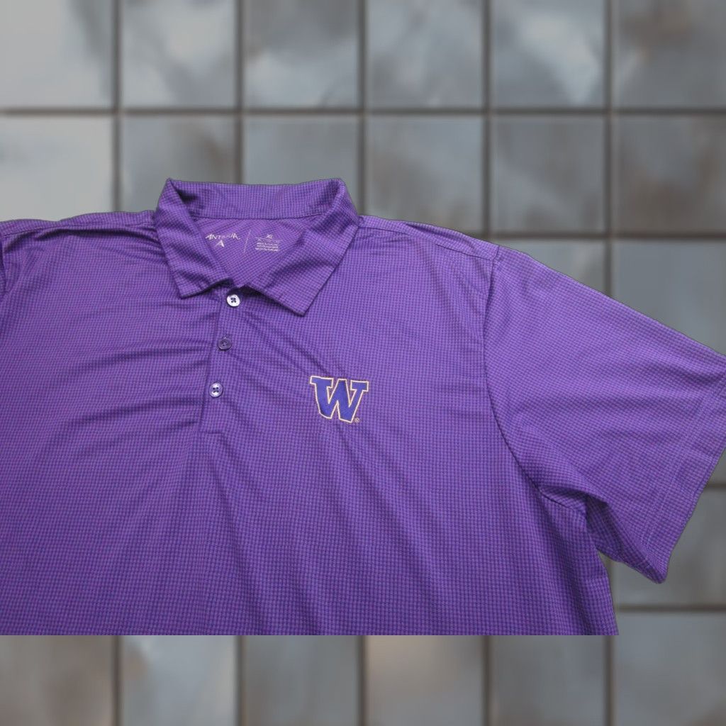 Vintage Washington Huskies Polo Shirt Antigua Performance NCAA W Patch Mens XL Size US XL / EU 56 / 4 - 1 Thumbnail