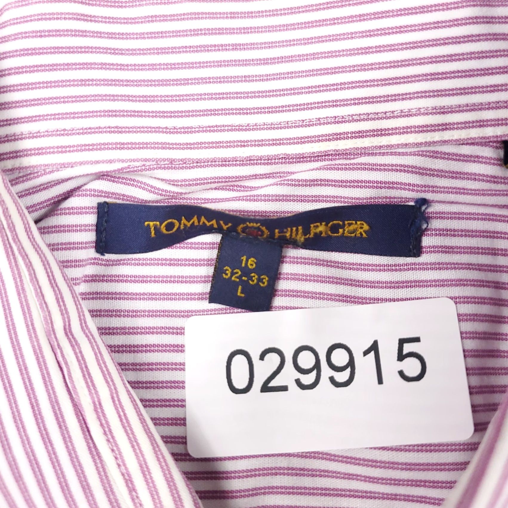 Tommy Hilfiger Tommy Hilfiger Shirt Mens Large Purple White Striped Button Up Long Sleeve Shirt | Button-Up | Mens L Purple White Striped Cotton Woven Size US L / EU 52-54 / 3 - 6 Thumbnail