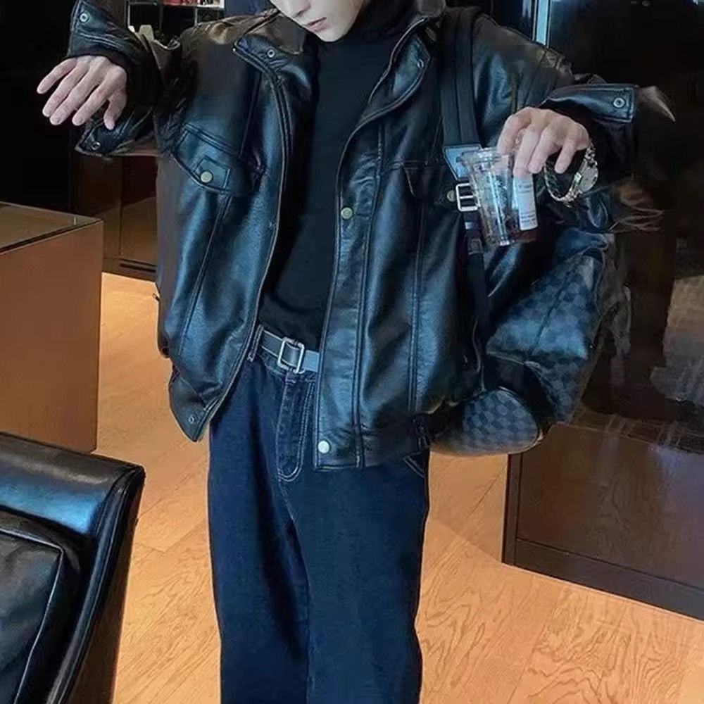 Leather Punk Style Pu Leather Jacket Size US XL / EU 56 / 4 - 4 Thumbnail