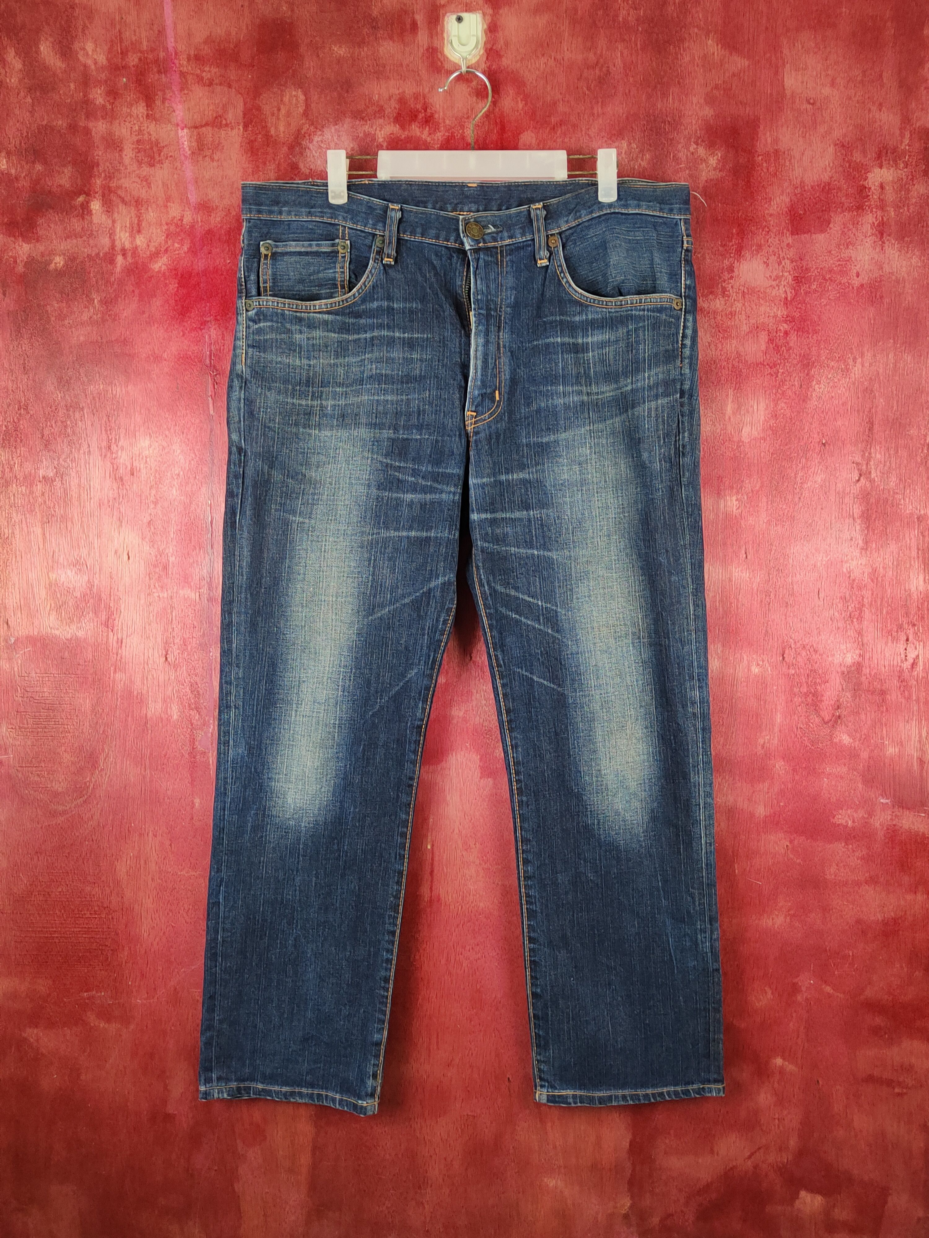Edwin Edwin Dark Blue Distressed Ripped Jeans #S2249 Size US 37 - 1 Thumbnail