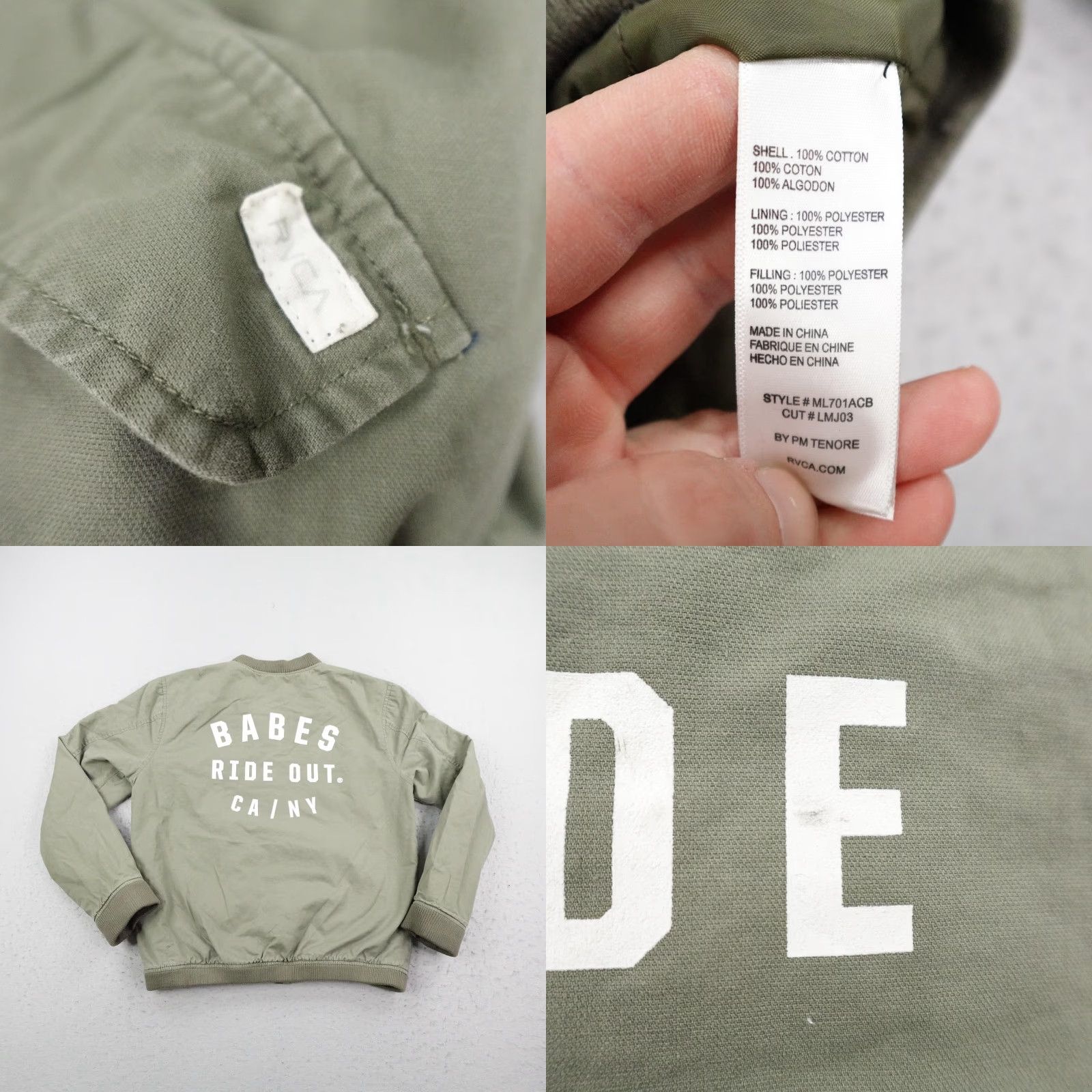 RVCA VINTAGE RVCA Jacket Womens Large Green Babes Ride Out Bomber Motorcycle Dirt Bike Coat Size L / US 10 / IT 46 - 8 Thumbnail