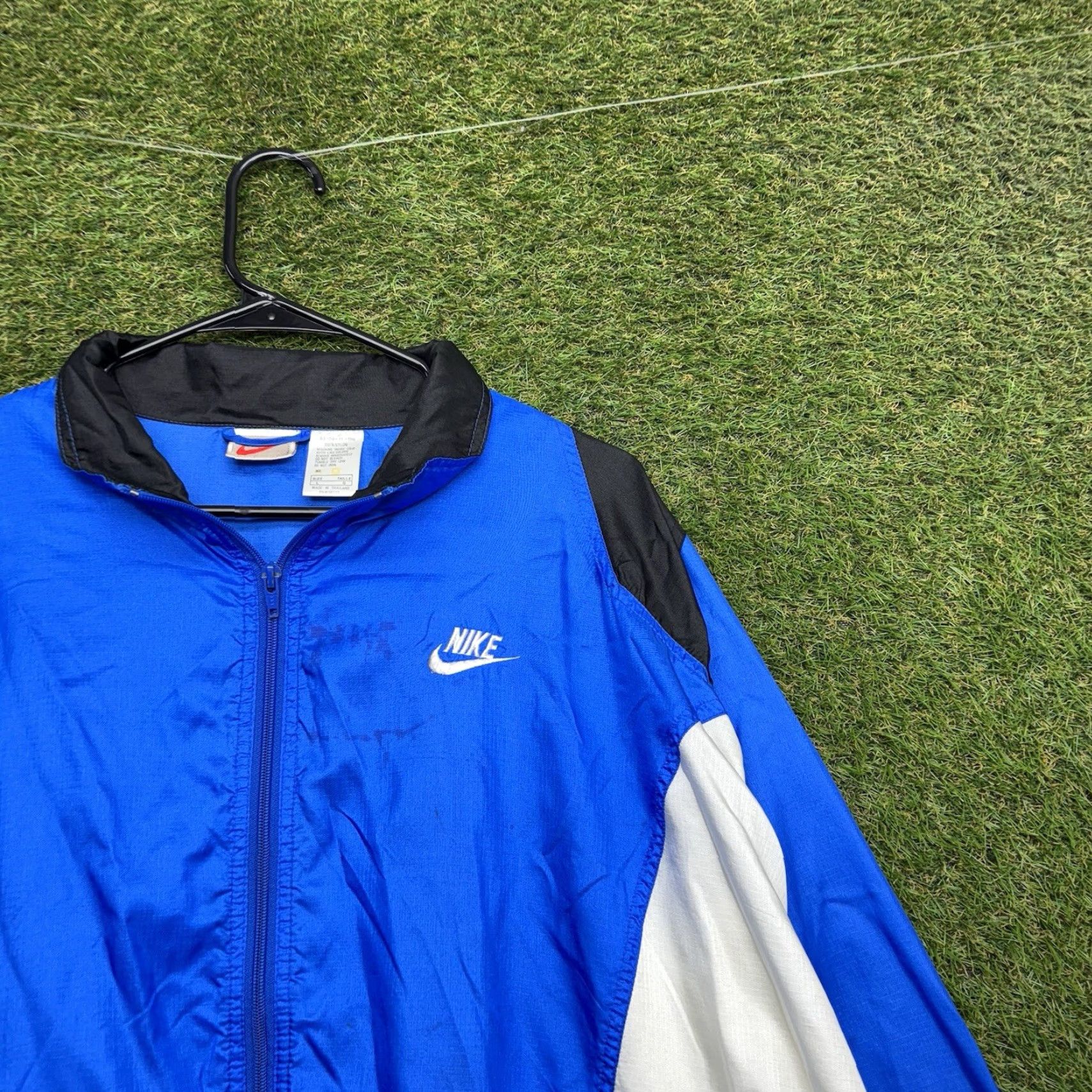 Nike VINTAGE Nike Windbreaker Jacket Mens L blue Nike Spellout 90s Sportswear Full Zip Size US L / EU 52-54 / 3 - 2 Thumbnail