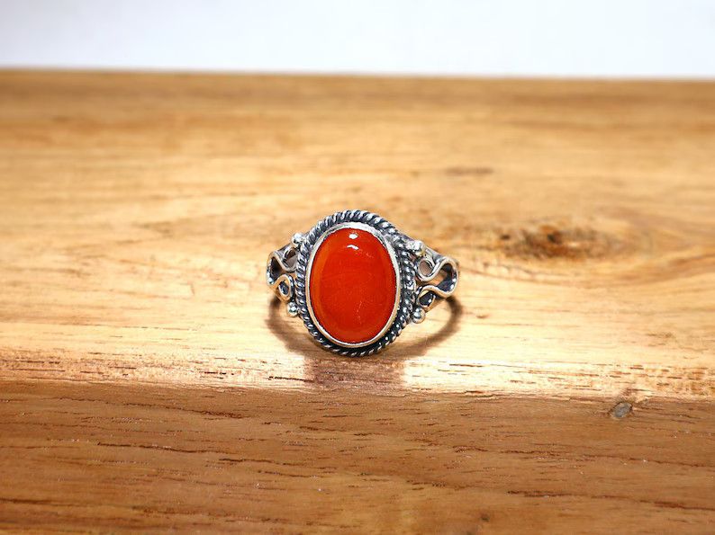 Handmade Handmade Carnelian Ring: 925 Sterling Silver Boho Ring, Gift Size ONE SIZE - 1 Thumbnail