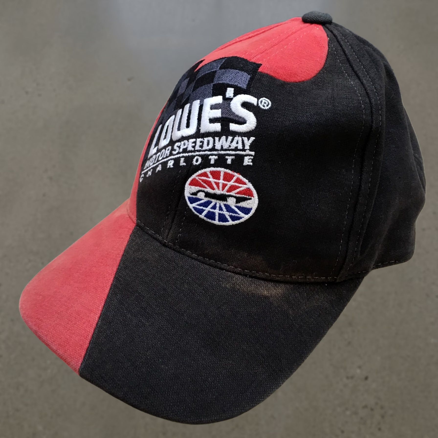 Vintage Lowe's Motor Speedway Charlotte Baseball Cap Mens Black Red OS Embroidered Logo Size ONE SIZE - 1 Thumbnail