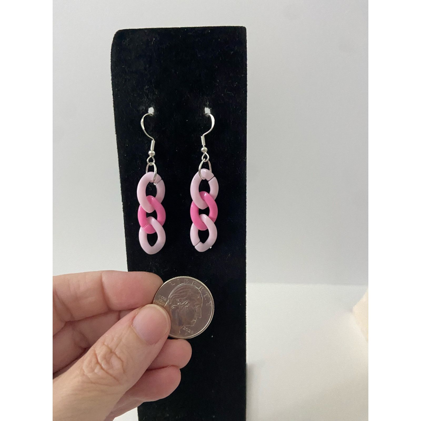 Handmade Handmade pink chain earrings Size ONE SIZE - 2 Thumbnail
