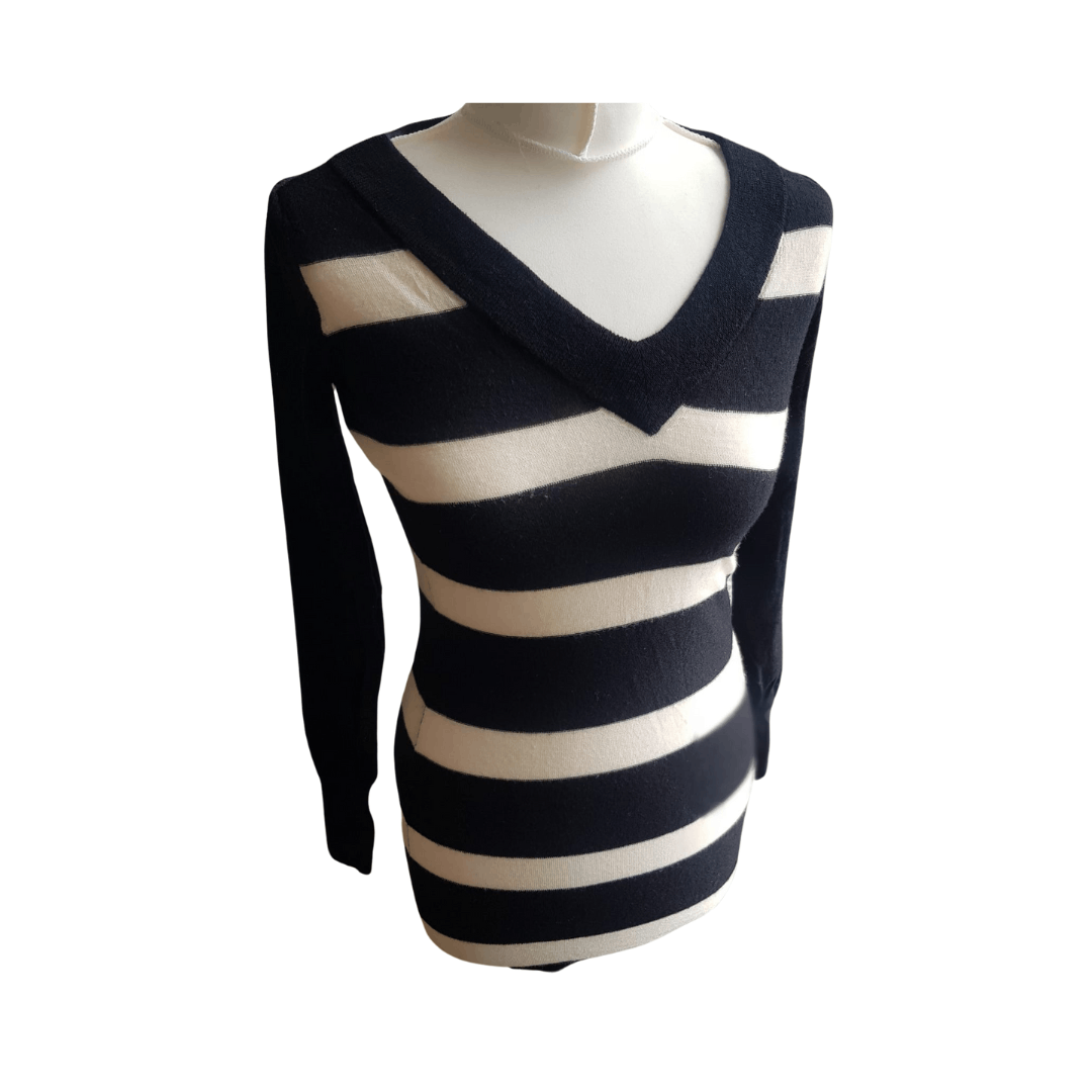 image of Jean Paul Gaultier Femme Wool Ivory Knitted Dress in White/Black, Women's (Size Medium)