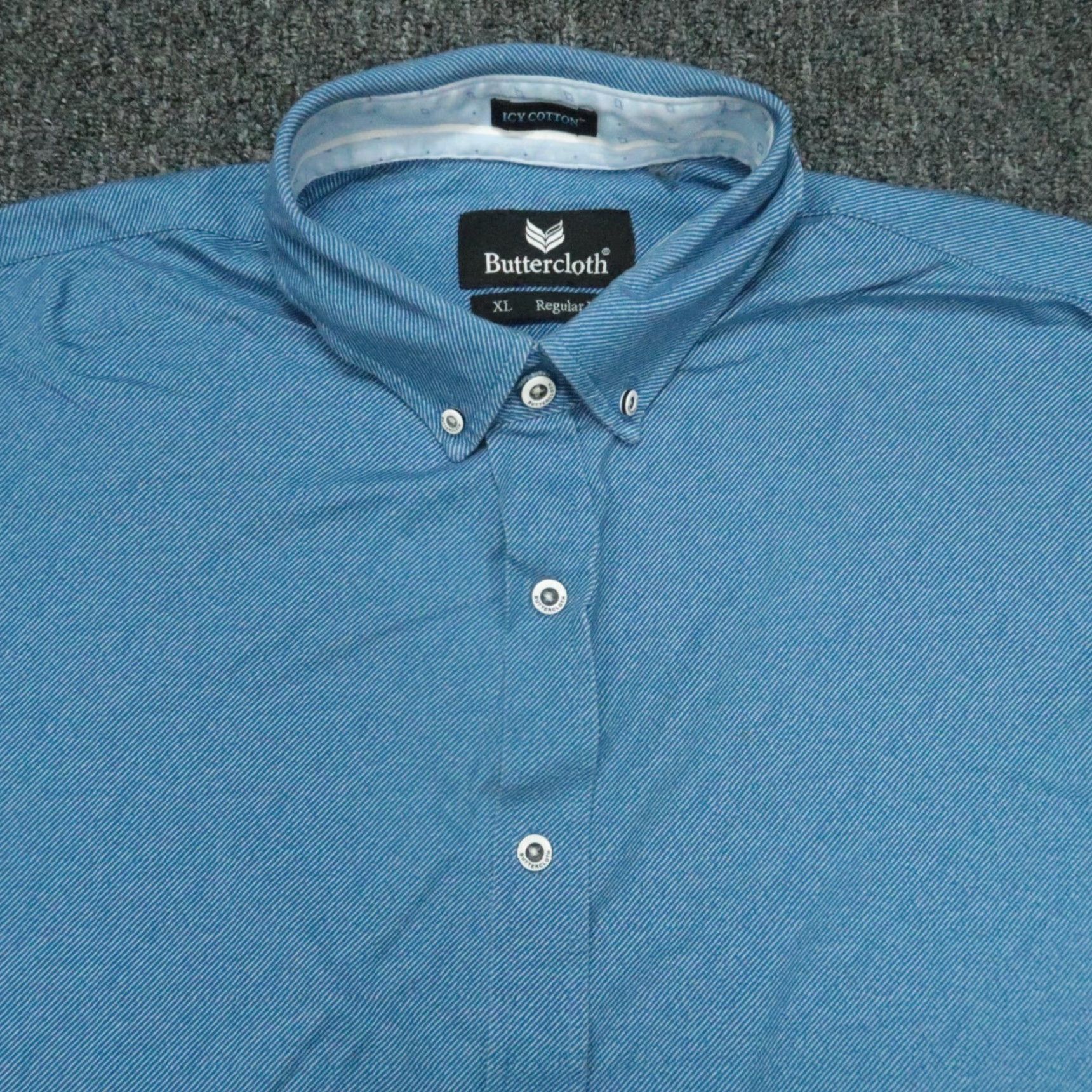 Vintage Buttercloth Mens Shirt XL Blue Striped Cotton Spandex Viscose Long Sleeve Button-Up Button Collar N/A Size US XL / EU 56 / 4 - 2 Thumbnail