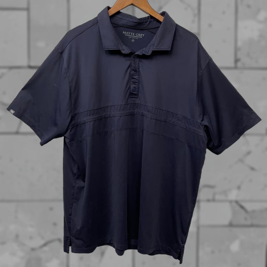 Vintage Matte Grey Polo Shirt Mens 2XL Blue Athletic Stretchy Dark Size US XXL / EU 58 / 5 - 1 Thumbnail