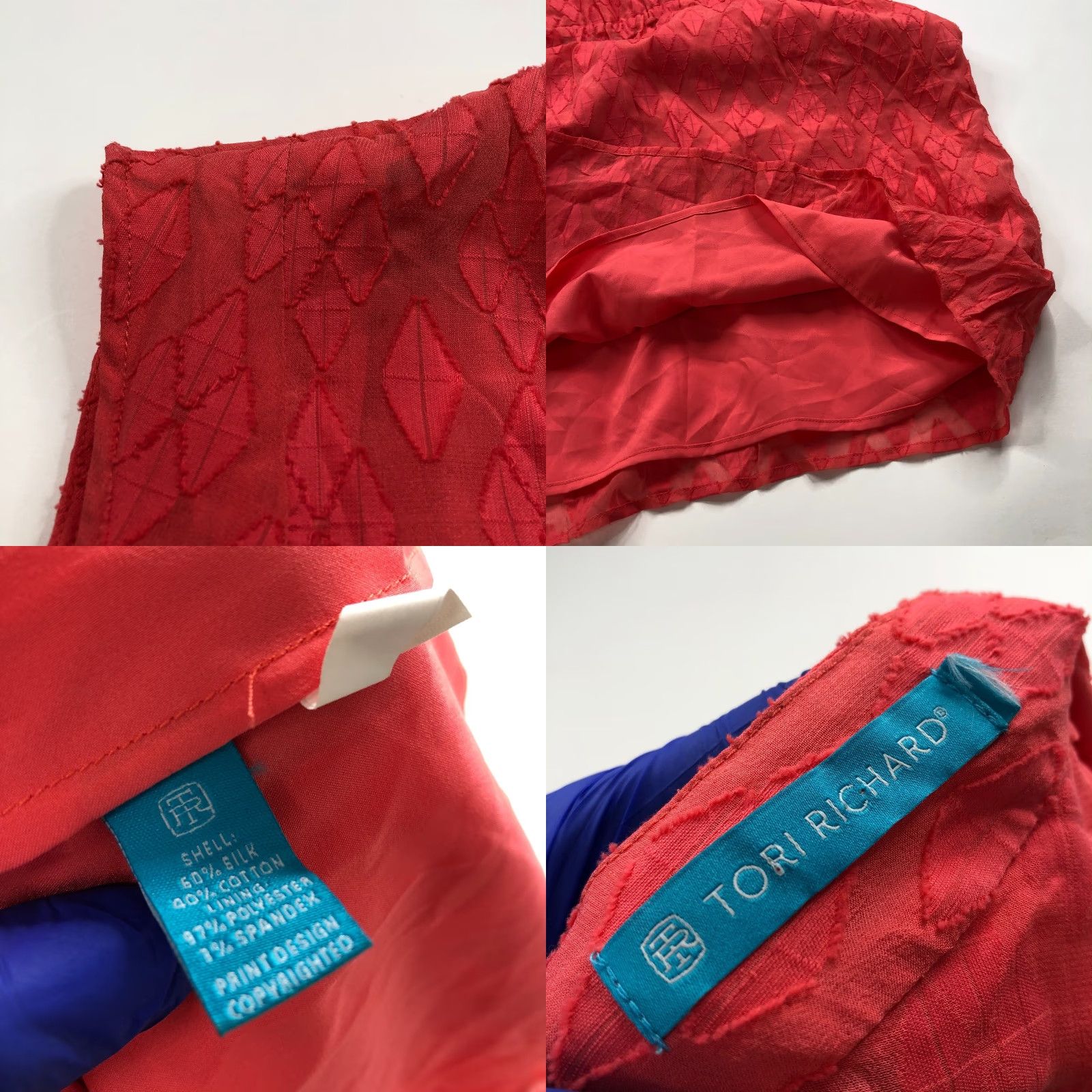 Tori Richard Tori Richard NO TAG LG Distressed Silk Cotton A-Line Wrap Knee Dress Orange Red Shirt? Size L / US 10 / IT 46 - 9 Thumbnail