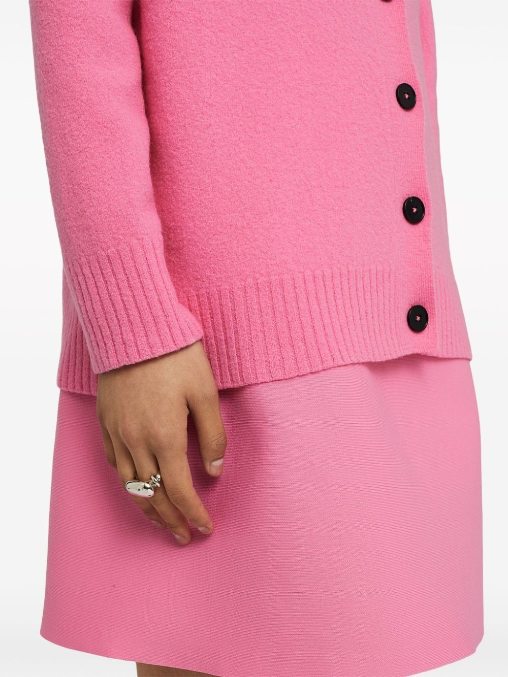 Jil Sander o1mt1gz0625 V-Neck Wool Cardigan in Pink Size M / US 6-8 / IT 42-44 - 5 Thumbnail
