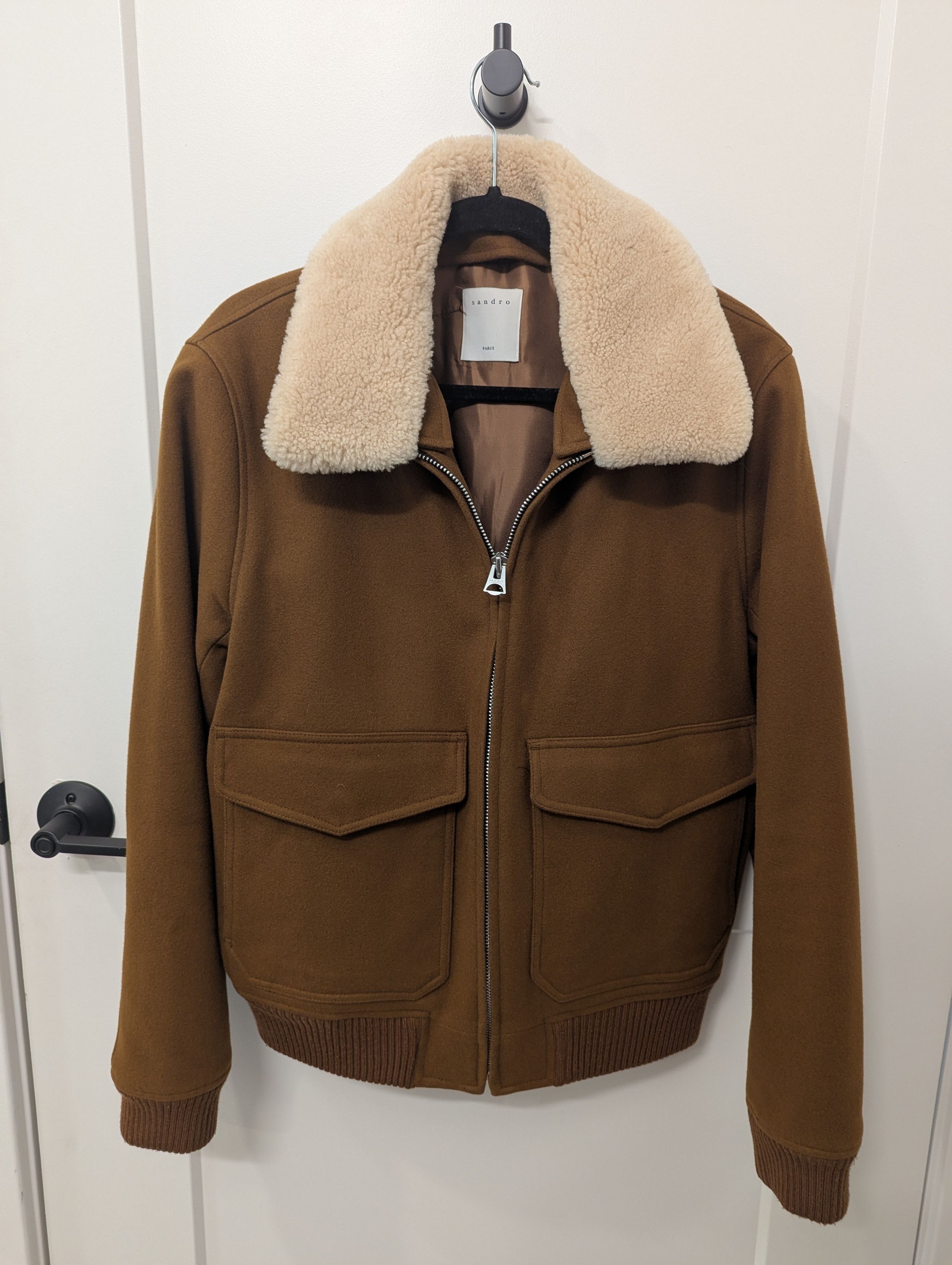 Sandro Sandro Shearling-Collar Aviator Jacket Size US L / EU 52-54 / 3 - 1 Thumbnail