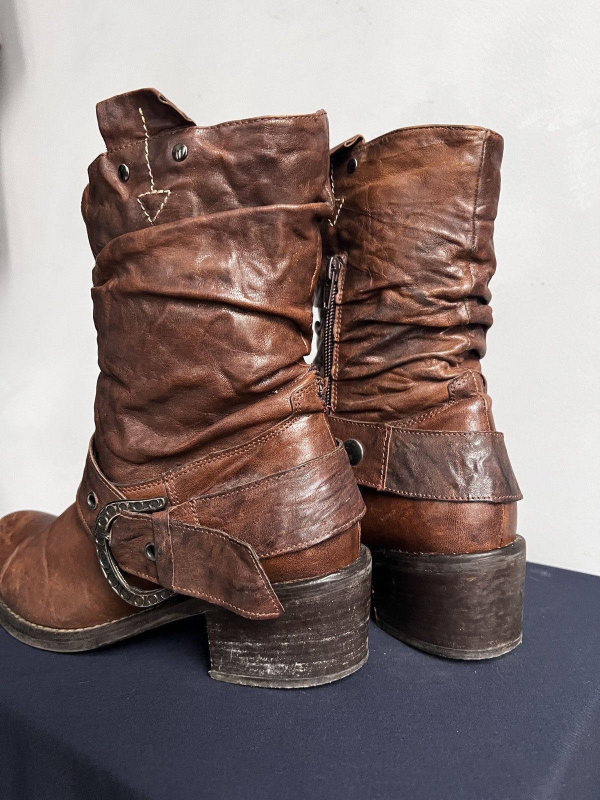 Western Rise Rare Avant garde guidi style leather moto boots 90s Size US 6 / EU 39 - 6 Thumbnail