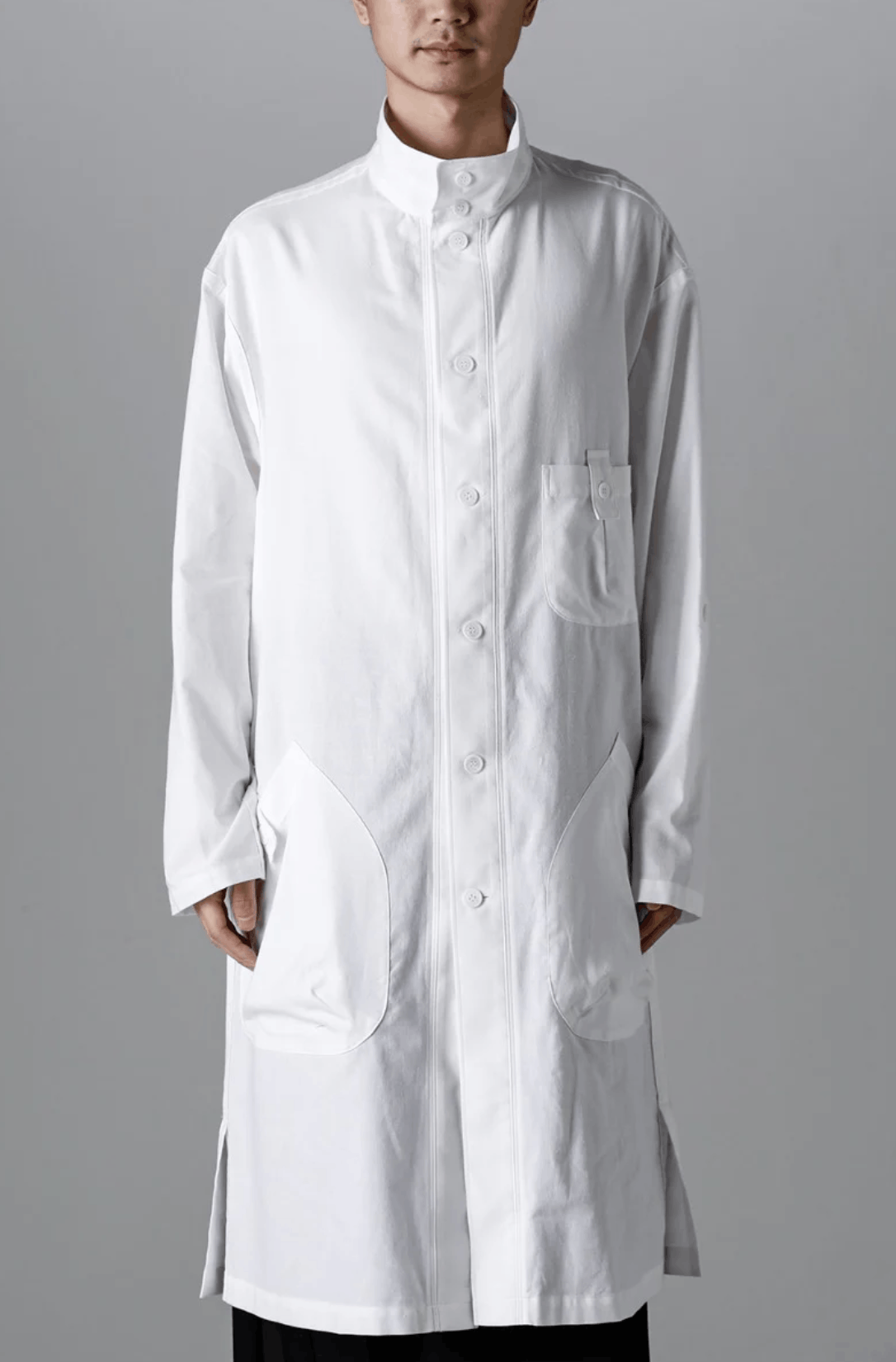 Yohji Yamamoto Pour Homme - Cotton Shirt Coat Front Margin