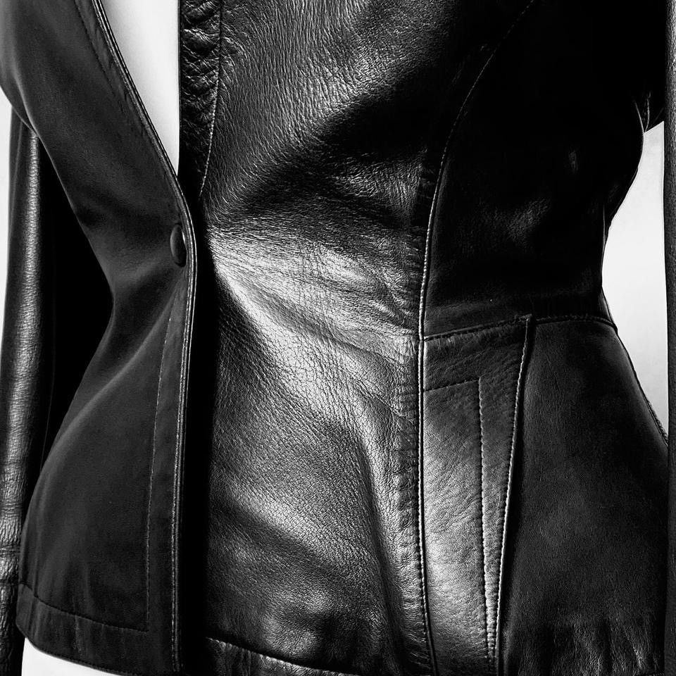 Thierry Mugler Thierry Mugler leather jacket large shoulders star neckline Size M / US 6-8 / IT 42-44 - 3 Thumbnail