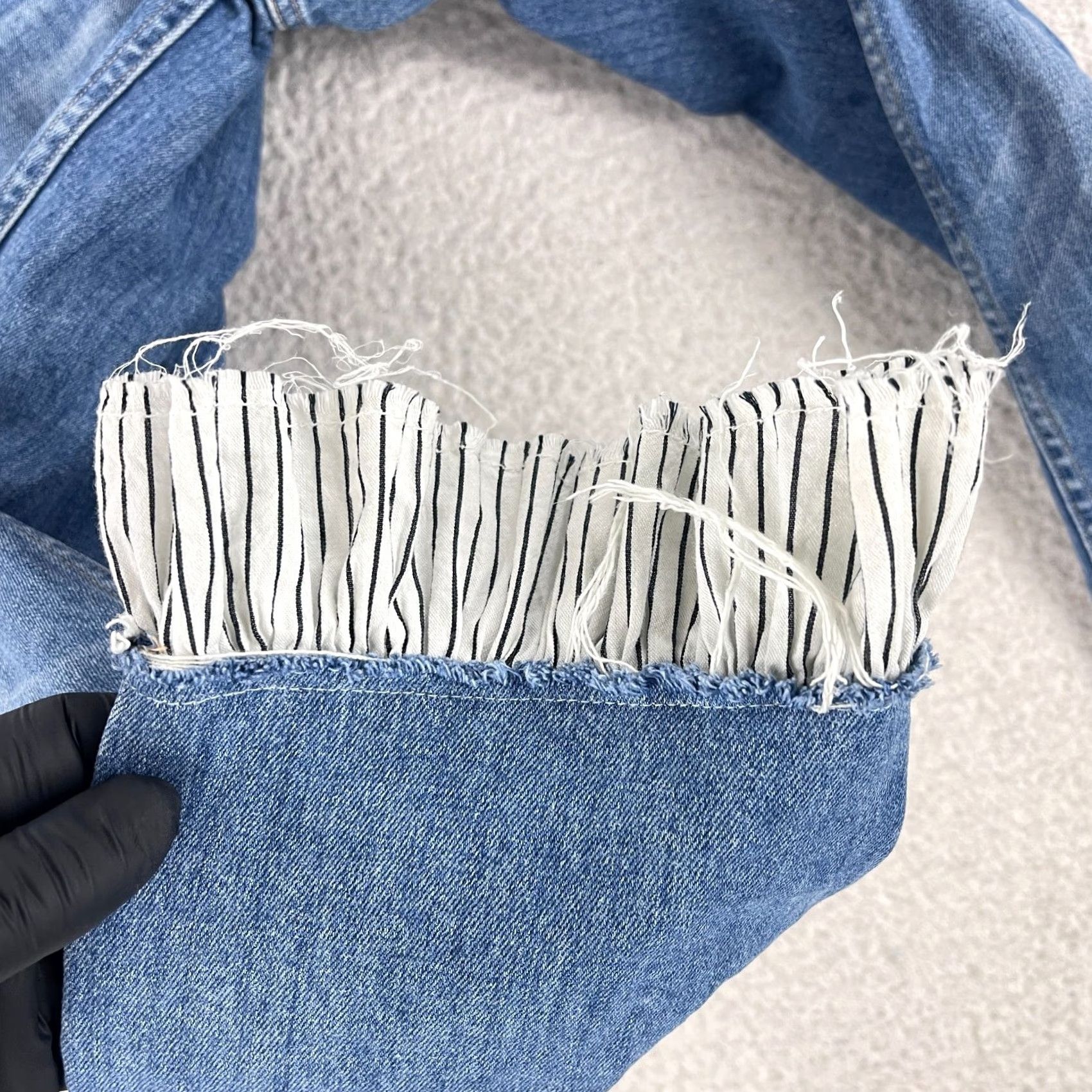 Paige Paige Blue Denim High Rise Sarah Straight Leg Jeans Womens Size 24 Ruffle Hem Vintage No EC Size 42" / US 20 - 7 Thumbnail