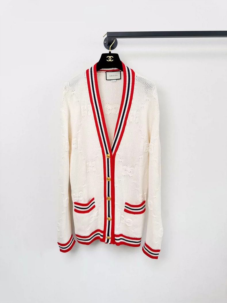 Gucci Knit Open Cardigan with Red Stripes - dmc
