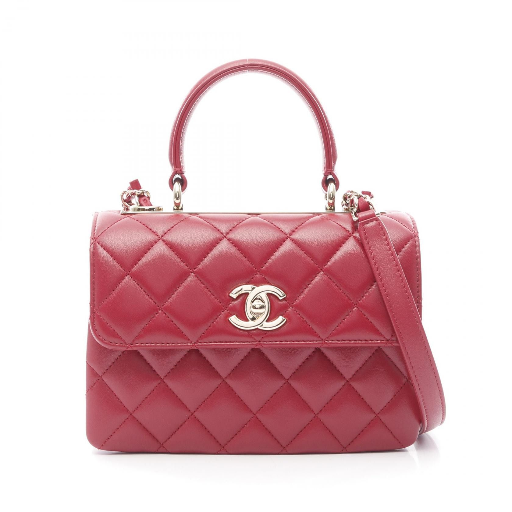 Chanel Chanel Trendy Cc Lambskin 2Way Shoulder Bag Leather Shoulder Bag A92236 in Red, Women's