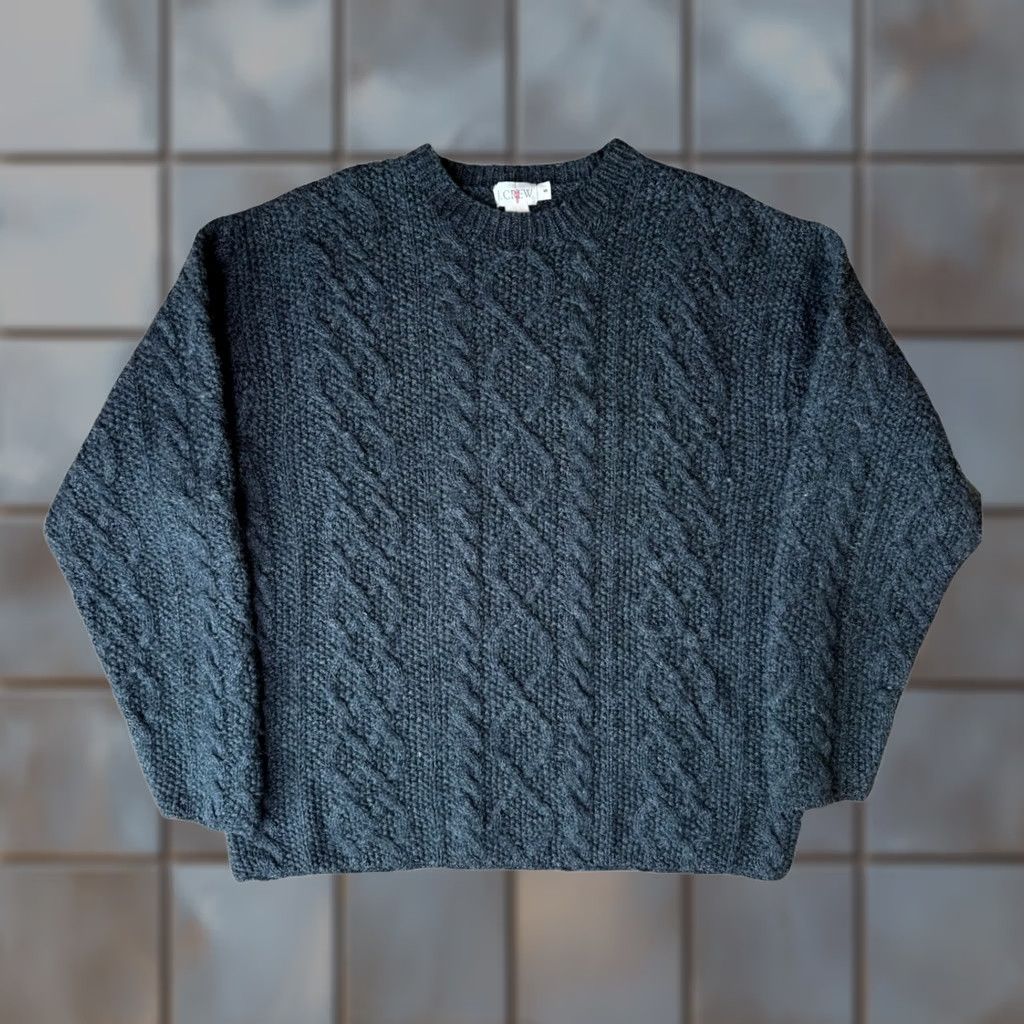 J.Crew VINTAGE J.CREW Cable Knit Sweater S Gray Wool Pullover Crew Neck Men’s Knit Pattern Solid Fall Winter 90s USA Art Hip Hop Hippie Nature Outdoor Logo Size US S / EU 44-46 / 1 - 1 Thumbnail
