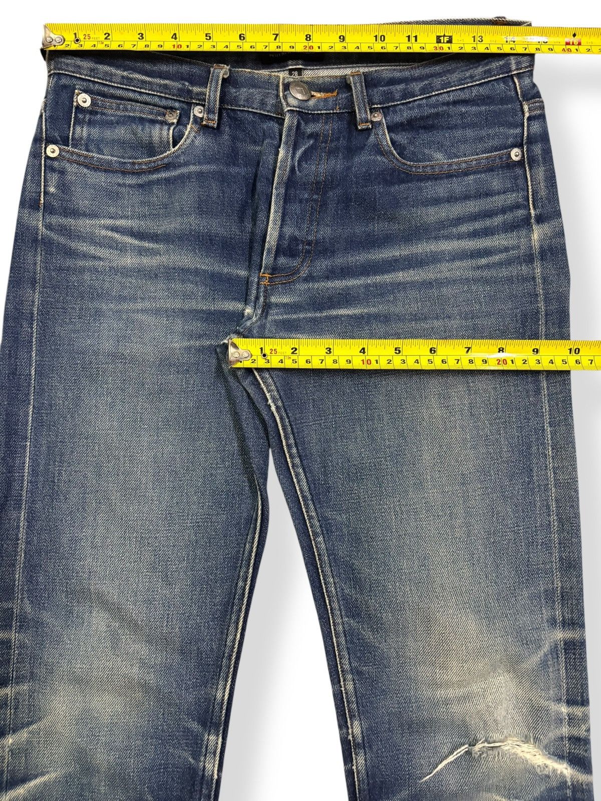 A.P.C. A.P.C Petit New Standard Selvedge Blue Wash Distressed Jeans Size US 29 - 16 Thumbnail
