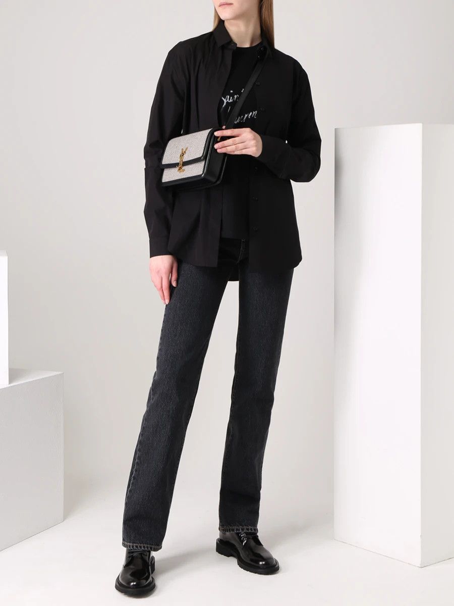 Saint Laurent Paris o1s1wg111224 Cotton Shirt in Black Size XL / US 12-14 / IT 48-50 - 2 Thumbnail