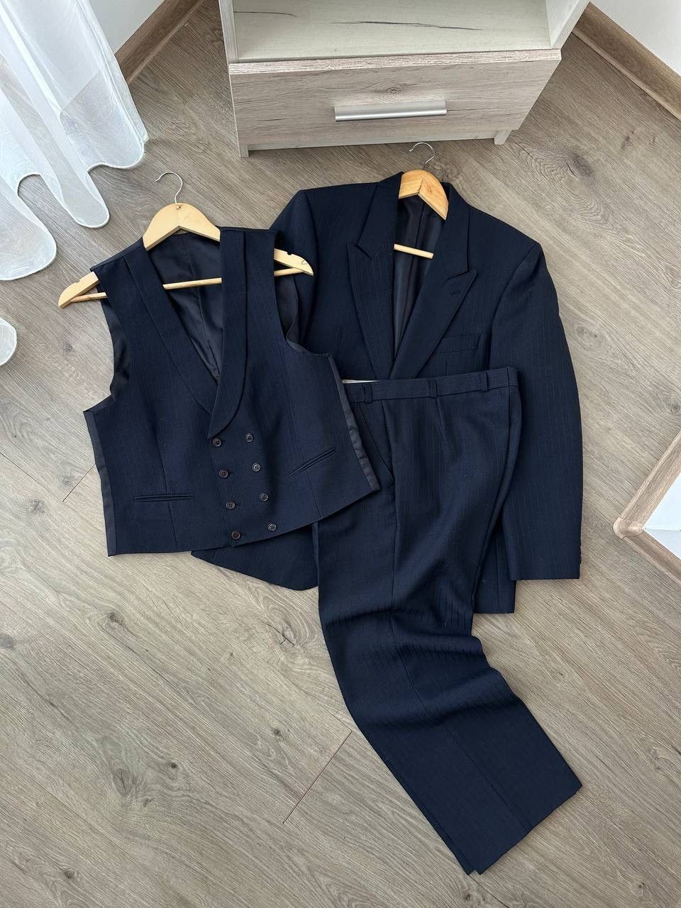 Japanese Brand × Vintage Vintage Japanese Striped Blue Blazer Pants Suit Colletti Size M / US 6-8 / IT 42-44 - 1 Thumbnail