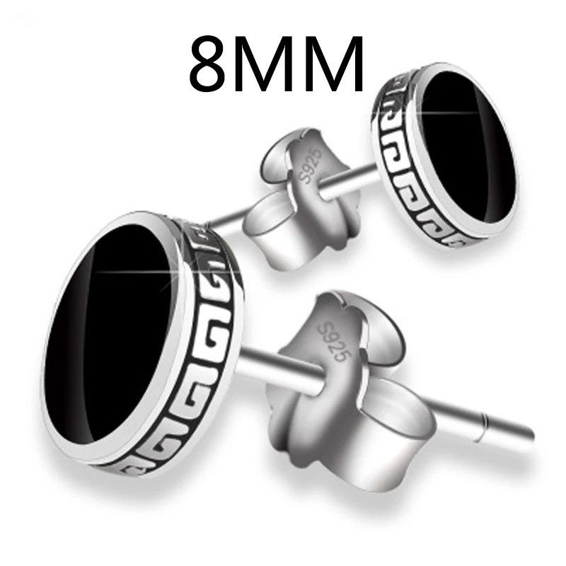 Jewelry 8mm Black Round Stud Earrings 925 Sterling Silver Ear Gift Size ONE SIZE - 4 Thumbnail