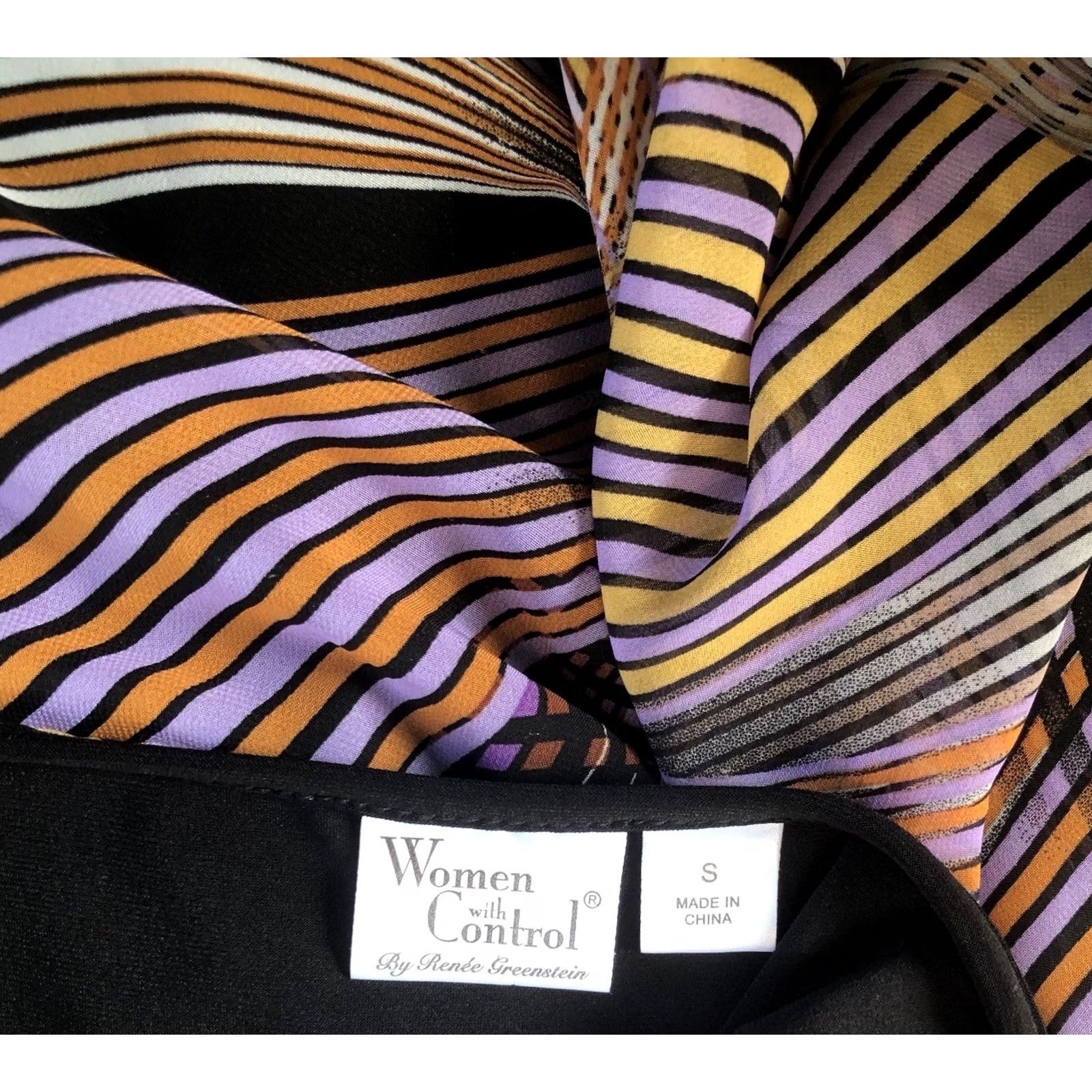 Etro Women with control Renee Greenstein Sleeveless Tank top S Purple Blk Geometric Chiffon Split Front Vintage No N/A Size S / US 4 / IT 40 - 4 Thumbnail