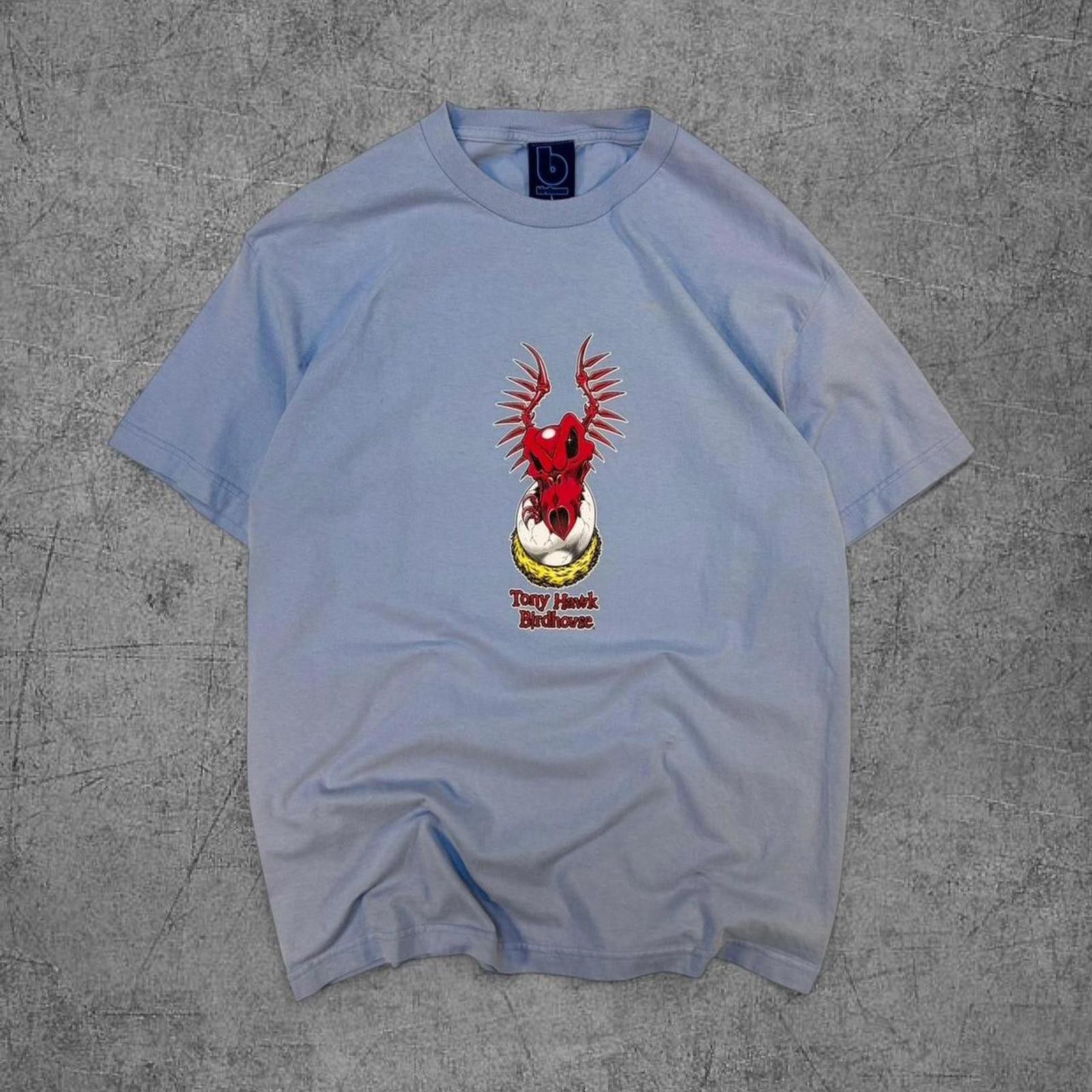 Tony Hawk Vintage 90s Baby Blue Bird House Dragon Egg Tee Size US L / EU 52-54 / 3 - 1 Thumbnail