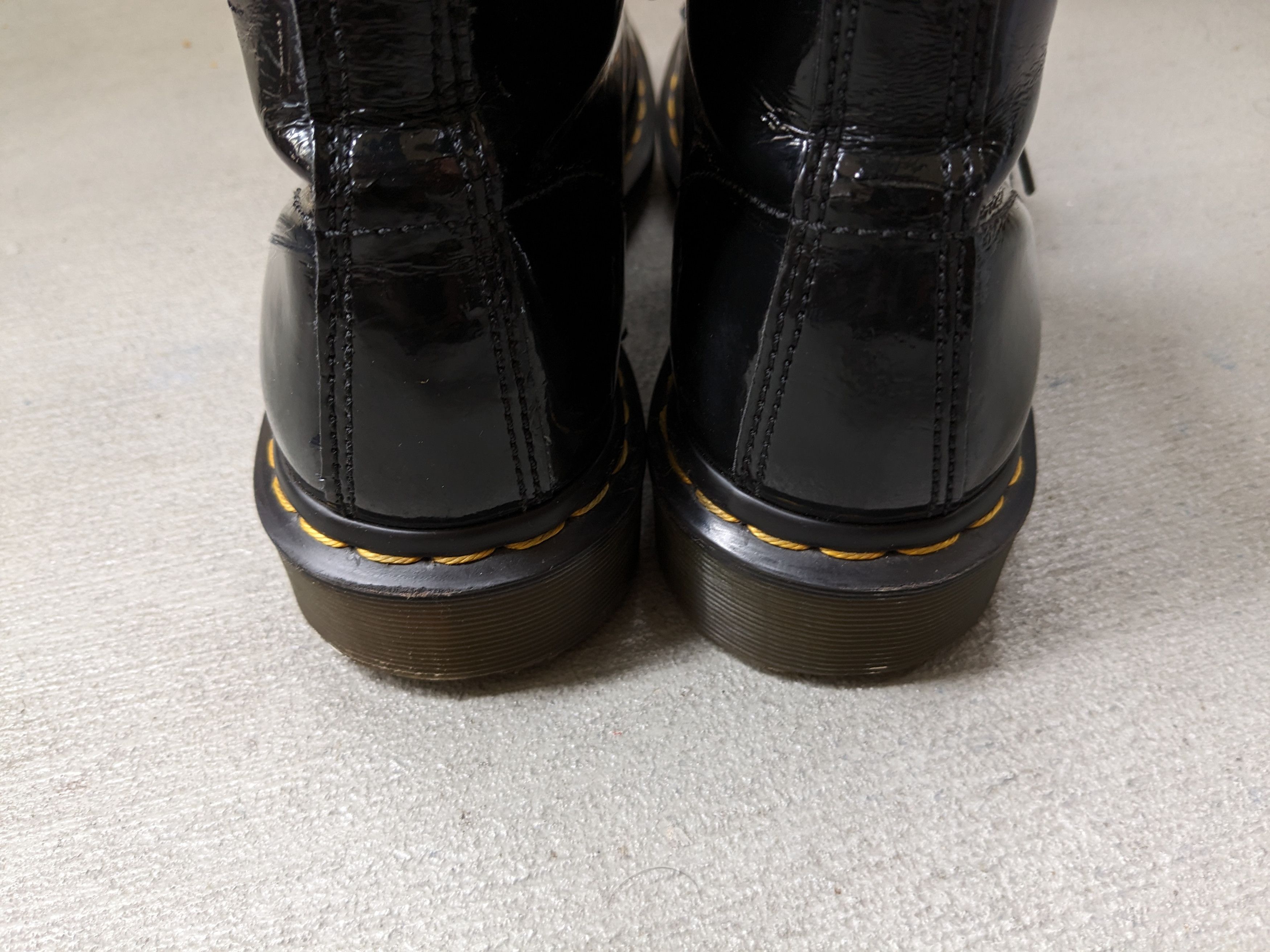 Dr. Martens × Genuine Leather Dr. Martens Boots Black Patent Leather 7 Lace Up Combat Size US 7 / EU 40 - 11 Thumbnail