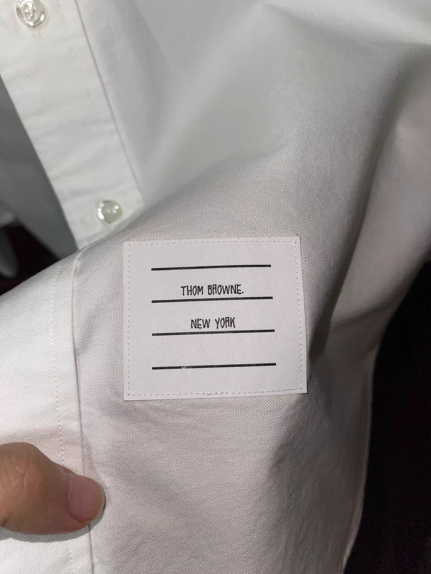 Thom Browne White Long Sleeve Button-Up Shirt with Striped Sleeves Size US XL / EU 56 / 4 - 7 Thumbnail