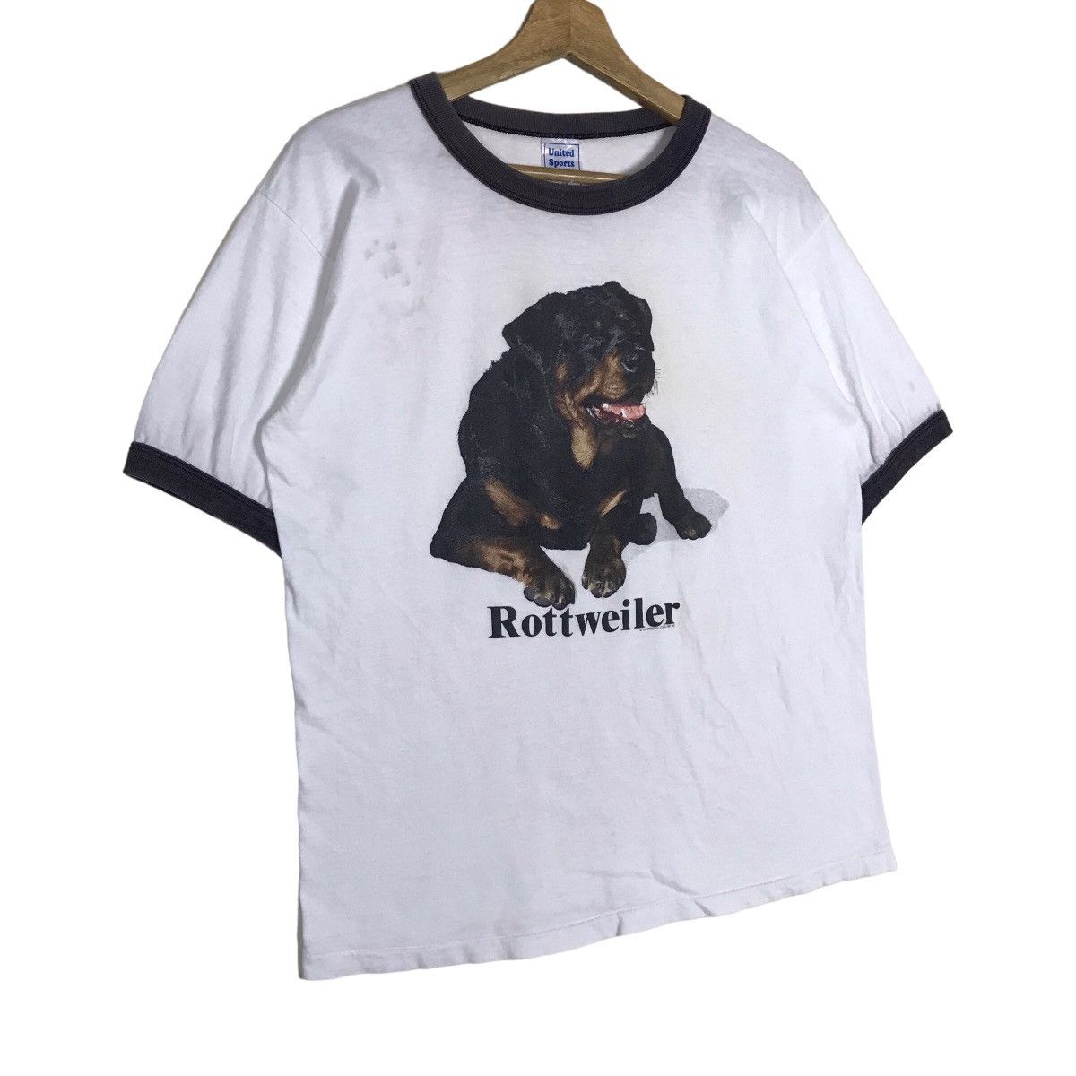 Vintage Vintage 80s Rottweiler Dog Breed Ringer Tee Shirt Size US L / EU 52-54 / 3 - 6 Thumbnail