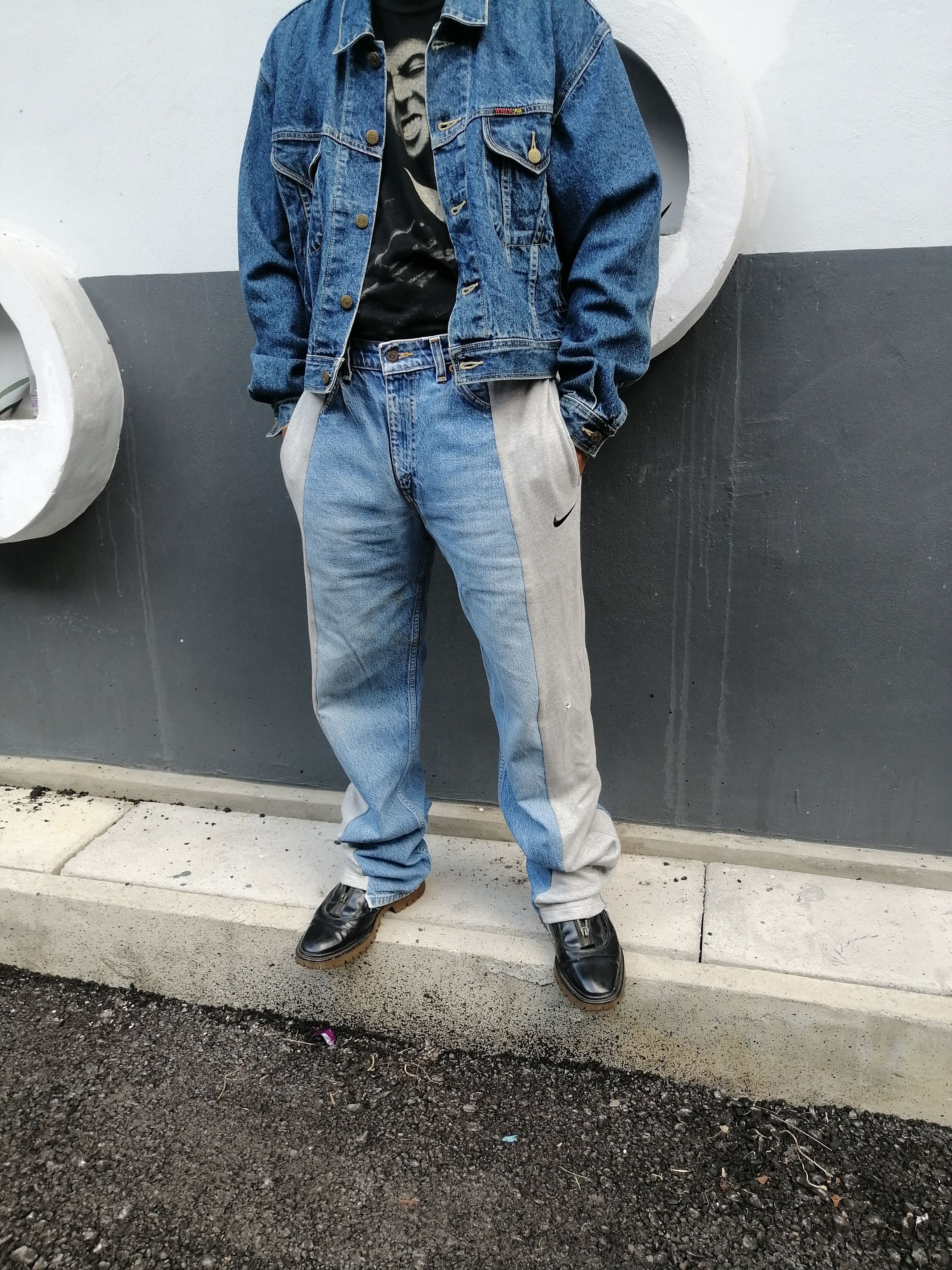 Levi's × Levi's Vintage Clothing Levi's 505 Regular Fit Straight Leg Custom Nike Pants Jeans Size US 30 / EU 46 - 22 Thumbnail