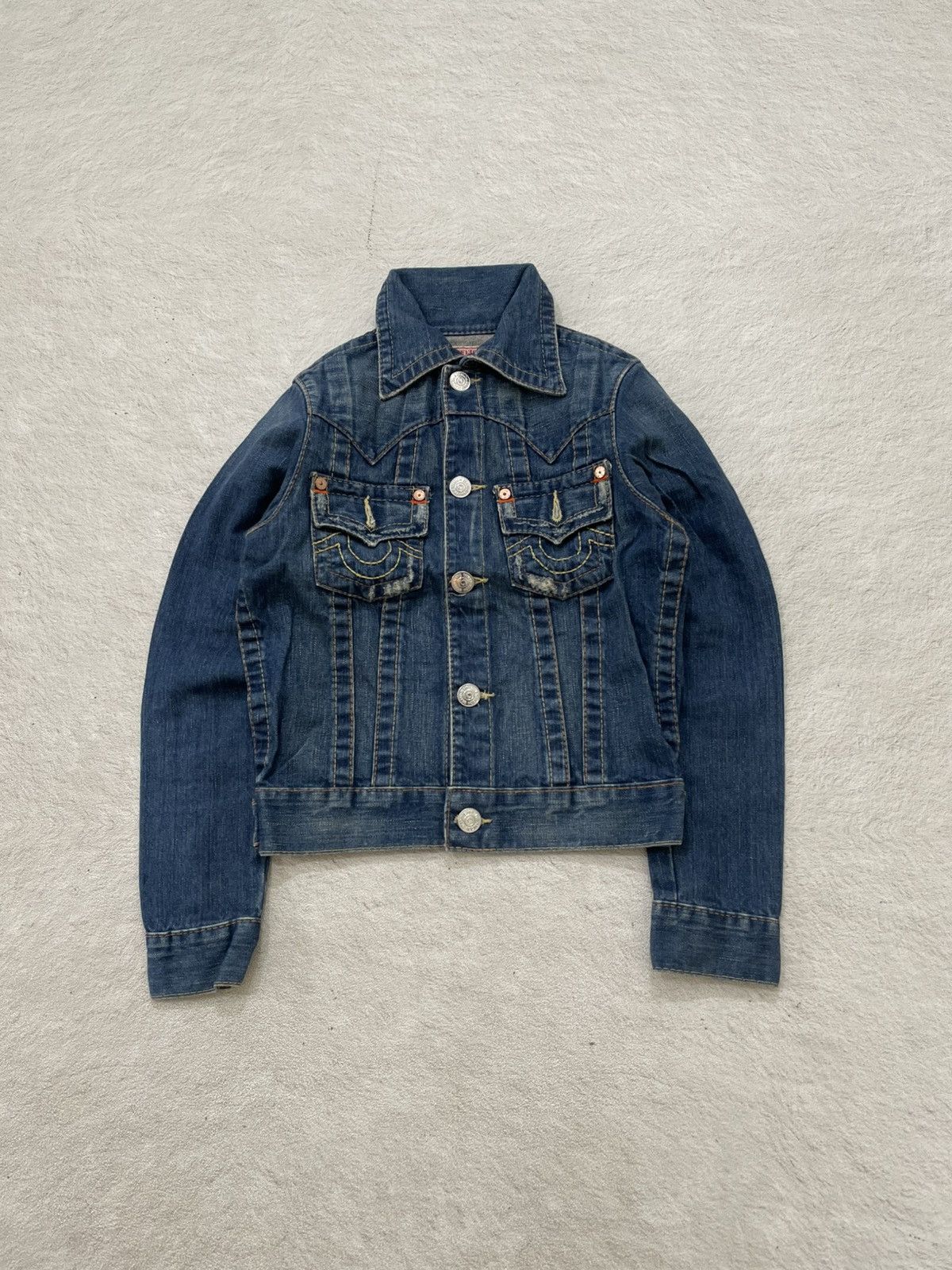 Japanese Brand 2000s True Religion Denim Jacket Y2K If6was9 LGB vkei style Size US XS / EU 42 / 0 - 1 Thumbnail