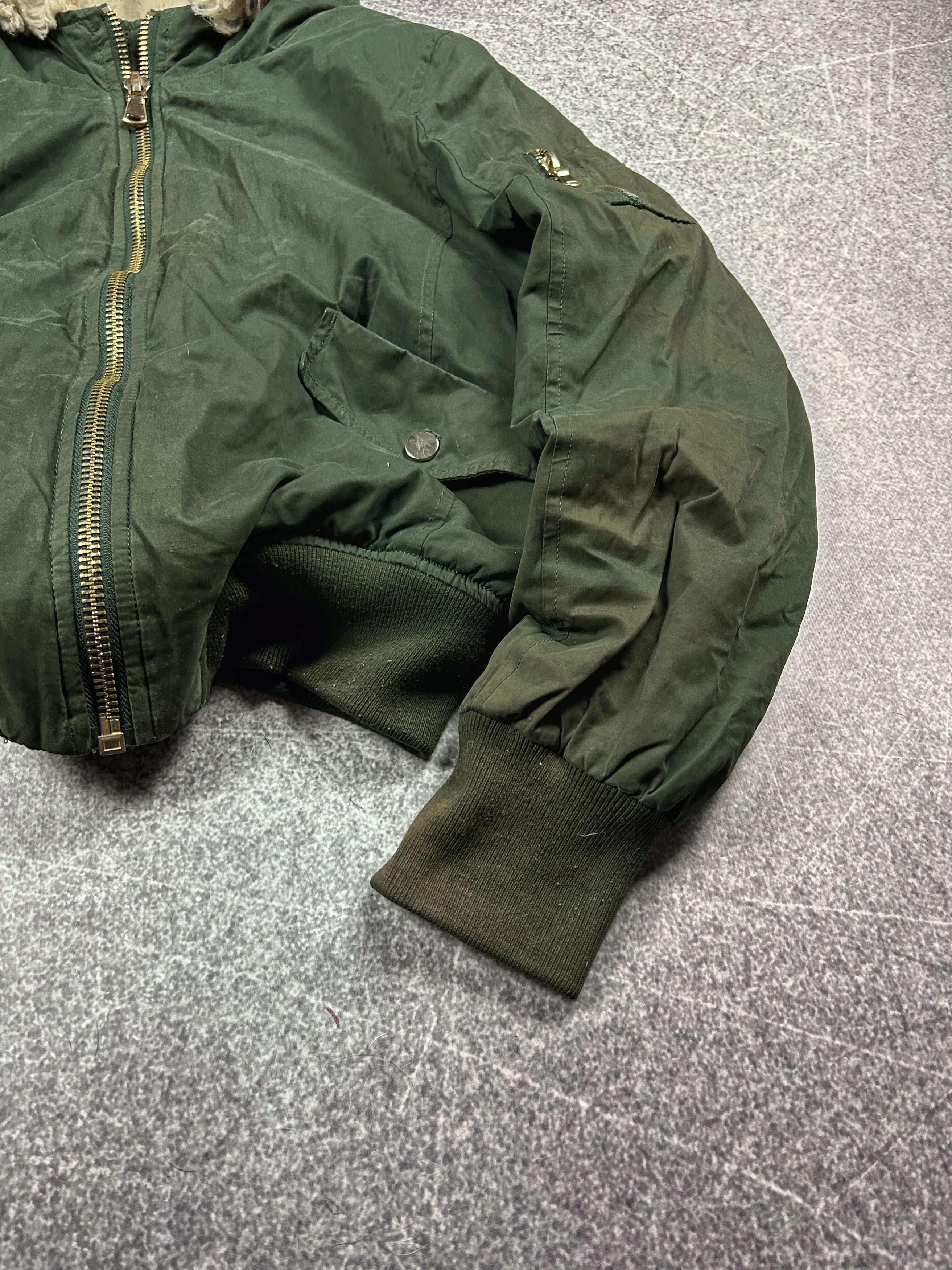 Vintage Fur Hood Cropped Bomber Parka Military Flight Jacket Y2K Size US M / EU 48-50 / 2 - 5 Thumbnail