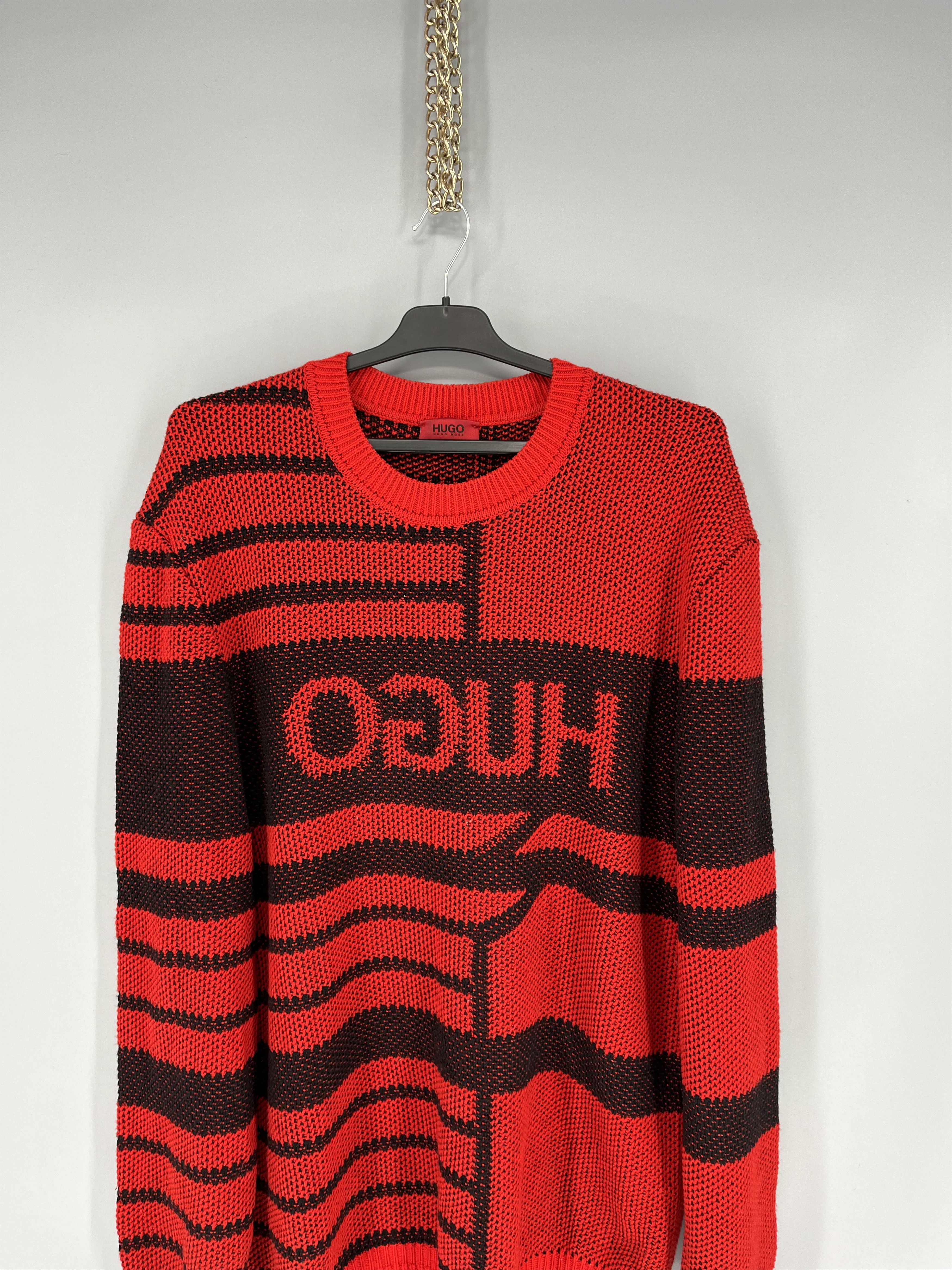 Hugo Boss Hugo Oversized Jacquard Knitted Jumper Wool with Reversed Size US XL / EU 56 / 4 - 6 Thumbnail