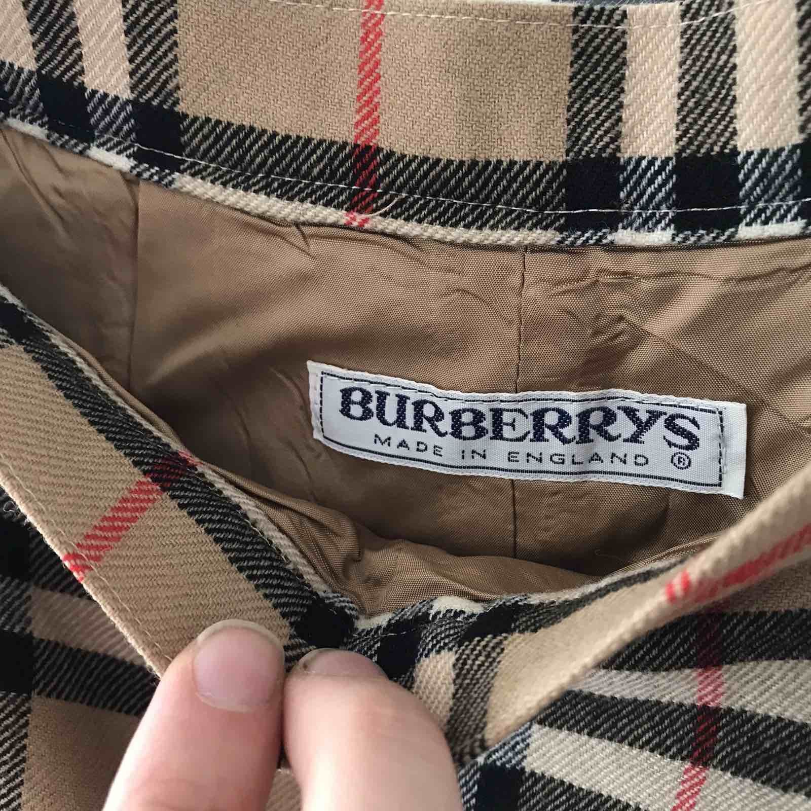 Burberry Vintage Burberrys Nova Check Beige Stretch Pleated Skirt Size 34" / US 12 / IT 48 - 3 Thumbnail