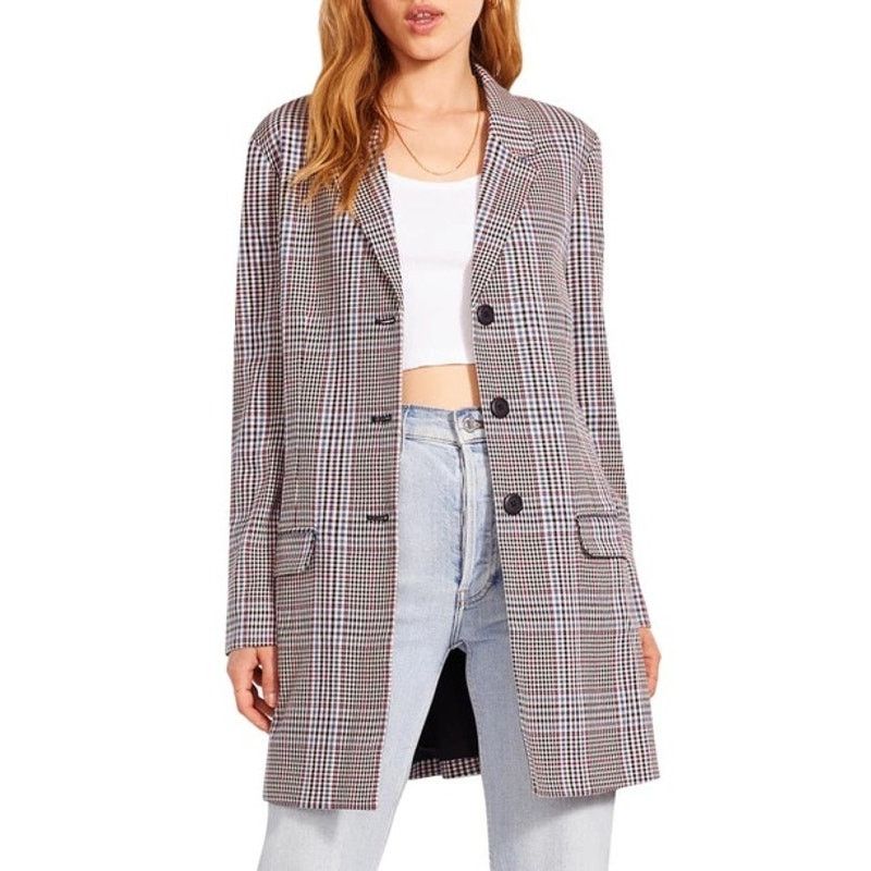 Steve Madden NWOT STEVE MADDEN Bb Dakota Plaid Longline Blazer Sz M Size M / US 6-8 / IT 42-44 - 1 Thumbnail